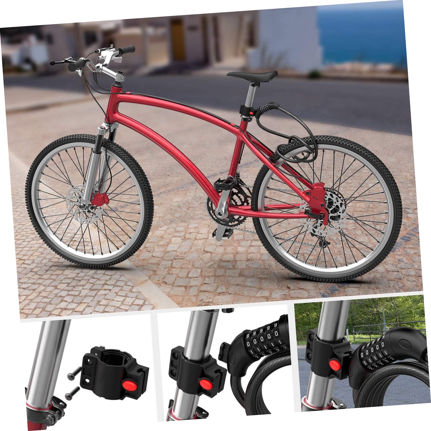 POPETPOP Lucchetto per Bicicletta Cavo Combinazione Reimpostabile Cifre Resistente e Protettivo Adeguata per Blocco Bici