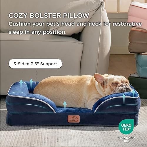 Vista 267 de Bedsure - Cama ortopédica mediana para perros, sofá cama impermeable para perros medianos, espuma de soporte con funda extraíble y lavable, forro
