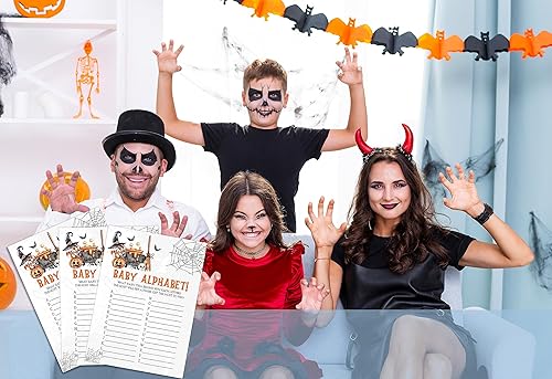 Miniatura 5 de Juego del alfabeto de Halloween para bebé, juego de Halloween para baby shower, decoraciones de baby shower, suministros de fiesta de revelación de