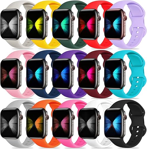 Miniatura 1 de Tiorecime Paquete de 15 correas compatibles con Apple Watch de 1.496 in 1.575 in 1.614 in 1.654 in 1.732 in 1.772 in 1.929 in para mujeres y