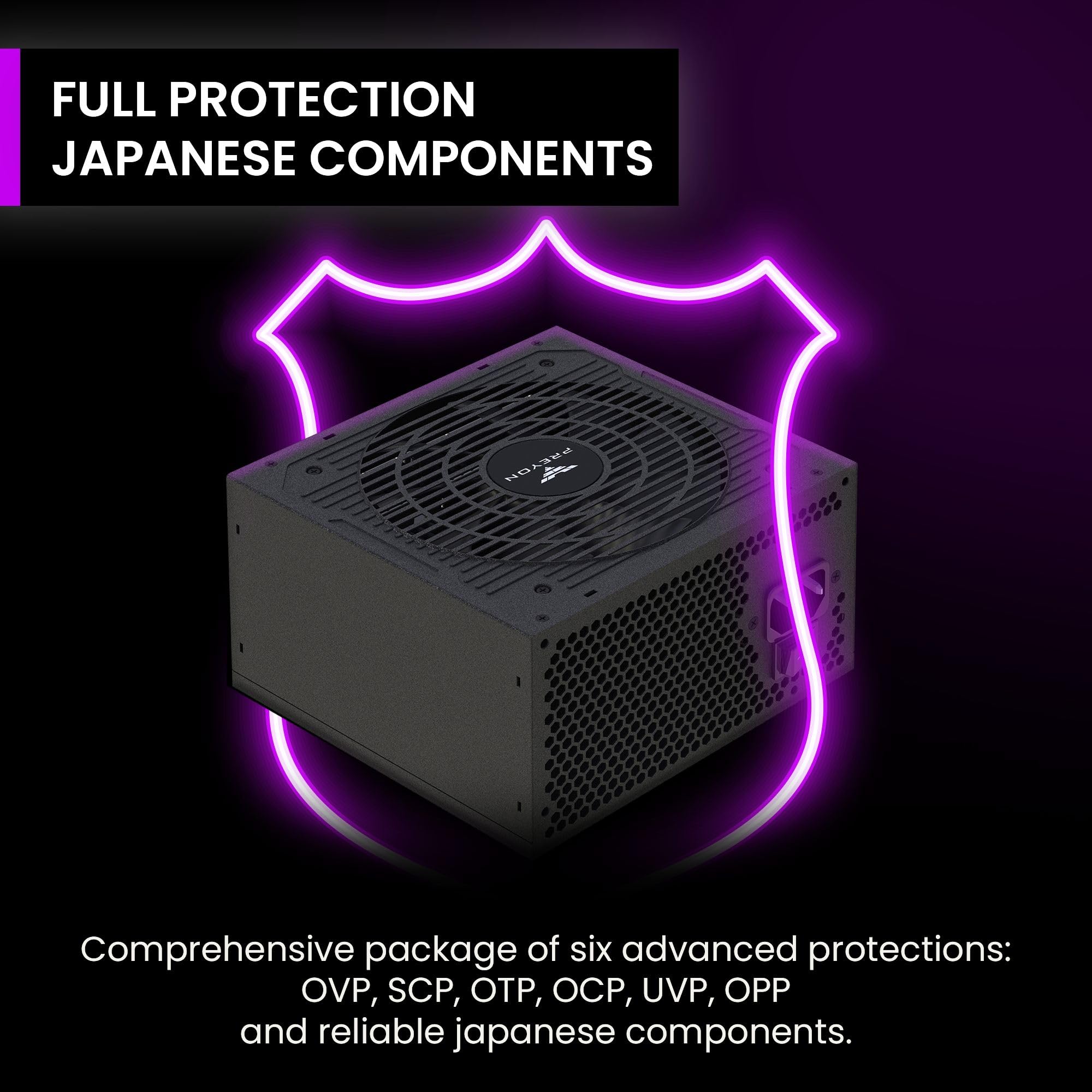 PREYON Alimentation PC 750W pour Ordinateur de Bureau Bronze Alimentation Gamer Modulaire PSU Gaming 12V ATX 2.5m PCI-e Pièces Détachées Japonaises Power Supply - Eagle Power Noir