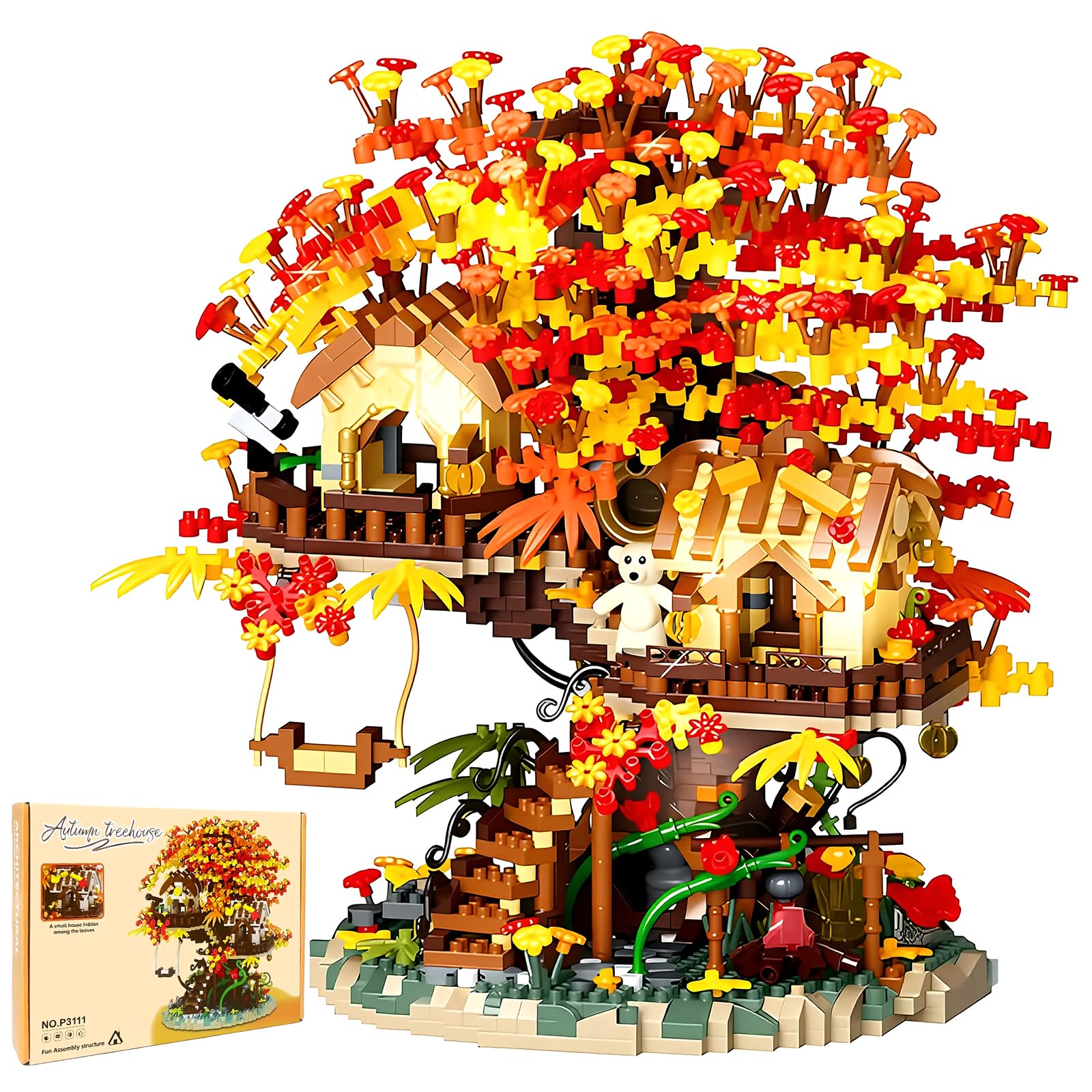 HJPLPXH Ensemble de micro blocs de construction pour bonsaï en fleurs de cerisier