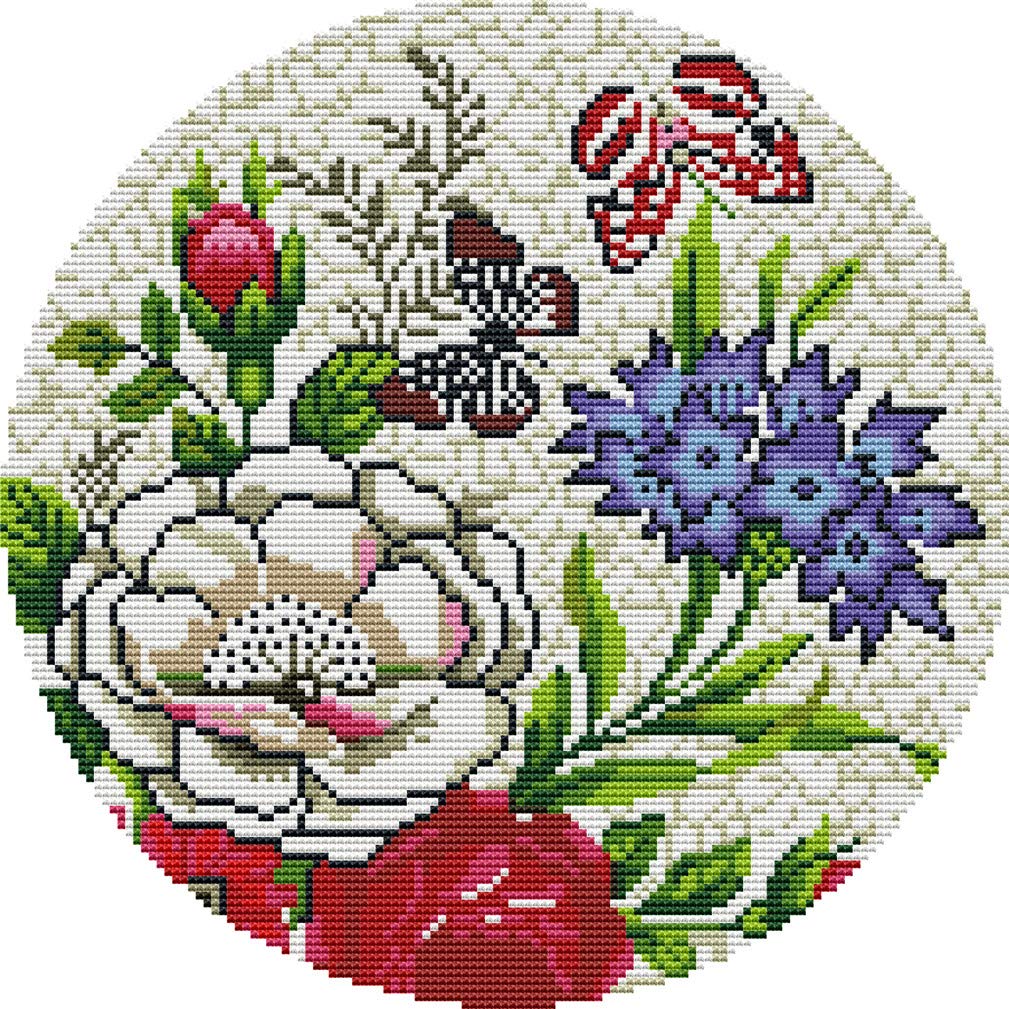 Broderie Point De Croix Kits, Renard En Fleurs,G,30 * 40Cm Arts Kits De