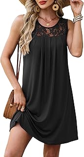 Summer Dresses for Women Sleeveless Lace Crewneck Sundress (S-3XL)