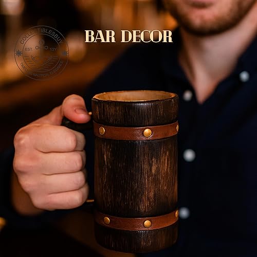 Miniatura 2 de Taza de cerveza de madera medieval rústica, hecha a mano, jarra vintage para café, Ale, Mead, regalo ecológico para hombres, padrinos de boda y