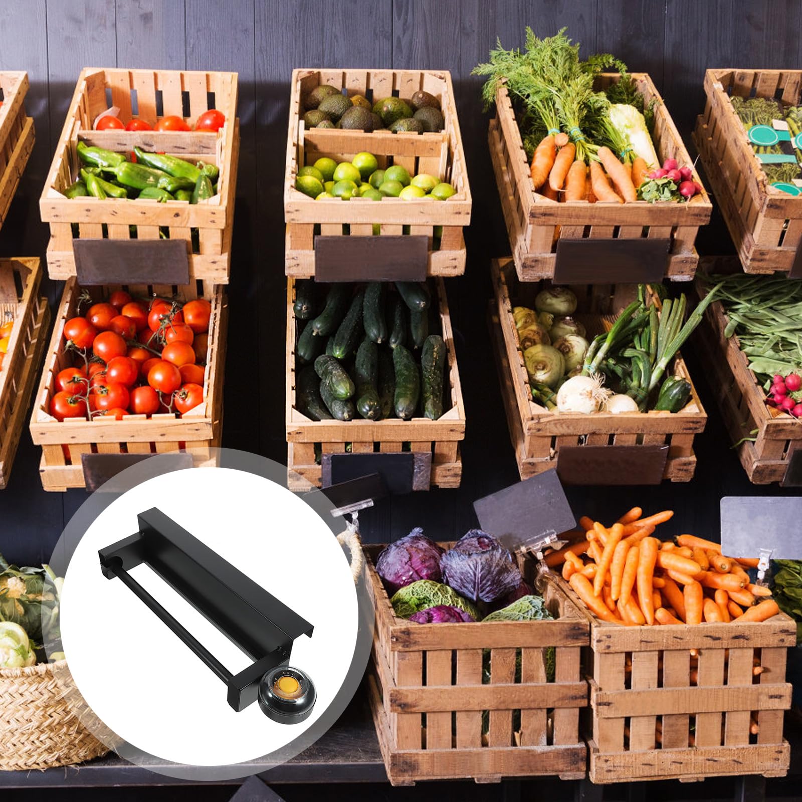 FRCOLOR Soporte para Bolsas de Supermercado Negro de Hierro, Dispensador Montado para Rollos de Bolsas Plásticas, Estante Compacto para Puerta y Almacenamiento en Comercio y Hogar