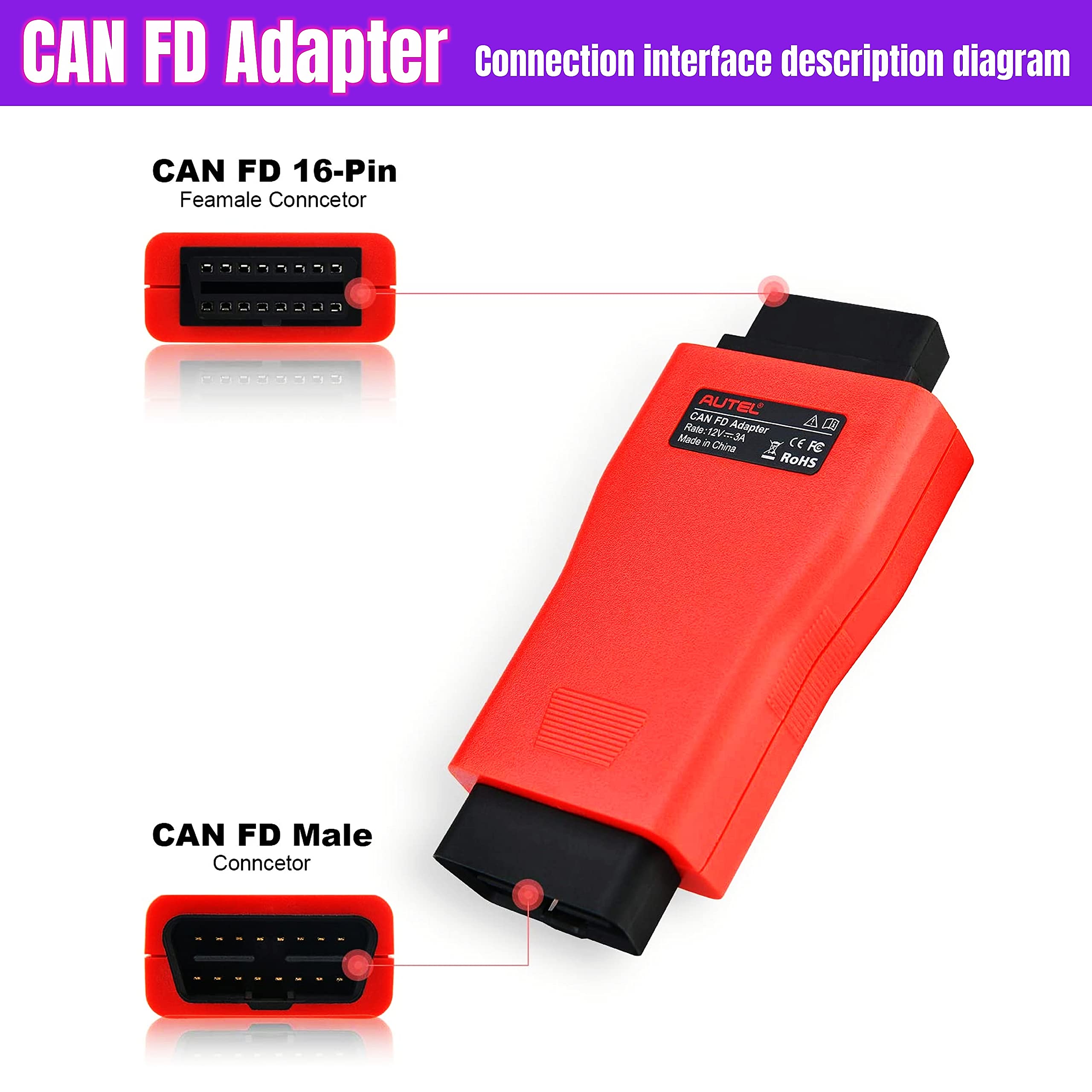 2025 Autel CAN FD Adapter – Works With GM 2020+, Ford 2021+, FCA 2020+, Toyota 2020+ – Compatible With Autel Scanners
