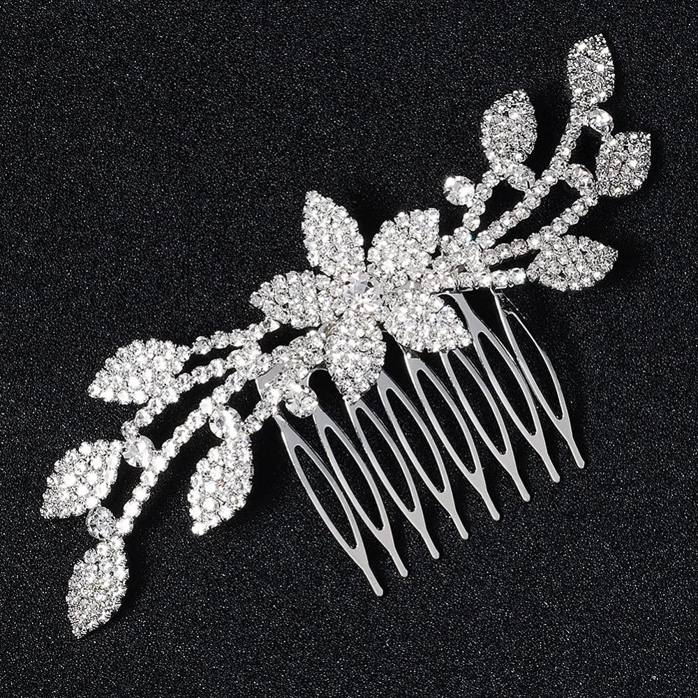 Braut Haarkamm Haarkämme Zubehör, Kopfschmuck, floraler Strass Haarkamm Silber, Einsatzkamm, Braut Seitenkamm Haarteil Haarschmuck für Frauen und Mädchen