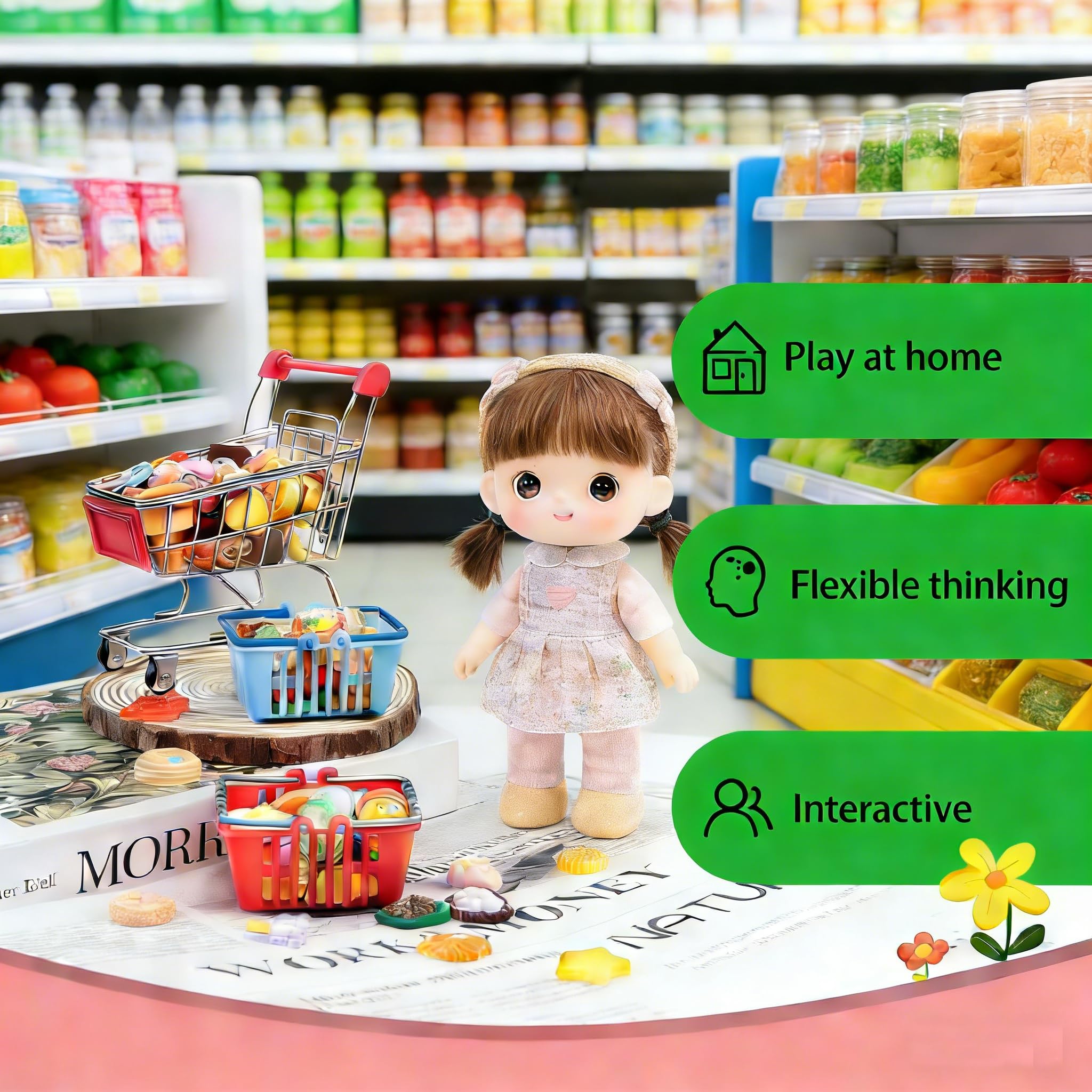 Amazon.com: 112pcs Miniature Dollhouse Grocery Set Shopping Cart