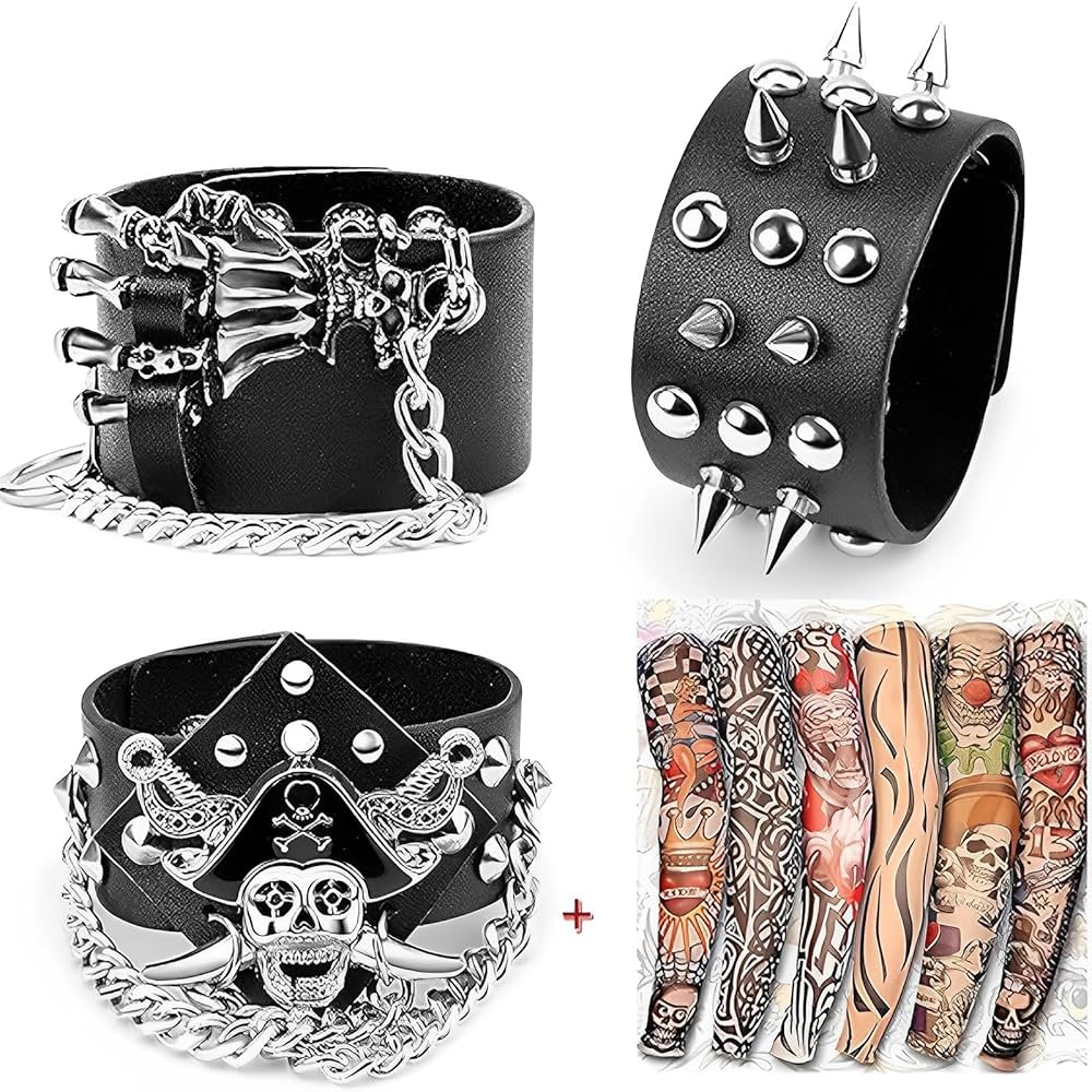 Amazon.com: Yariew 3Pcs Spike Studded Rivet Punk Rock Biker