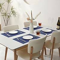 Vista 7 de Leetaltree - Juego de 8 manteles individuales, resistentes al calor, antideslizantes, para mesa de comedor, lavables, duraderos, tejido de PVC Azul