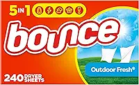 Folha amaciante Bounce de tecido de lavanderia para secadora, Outdoor Fresh, 240 unidades