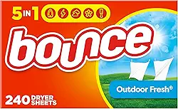 Folha amaciante Bounce de tecido de lavanderia para secadora, Outdoor Fresh, 240 unidades