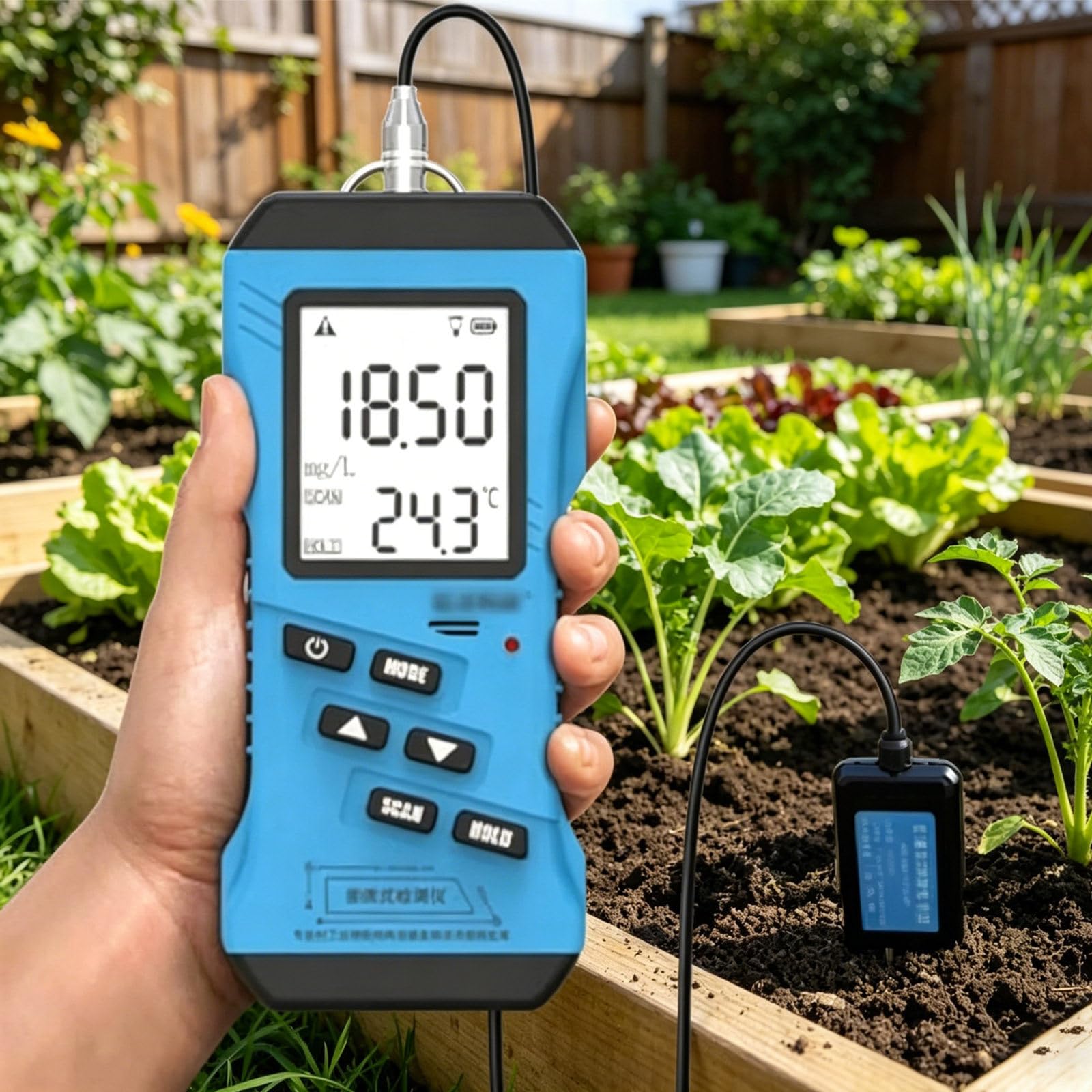 Medidor Digital de Humedad del Suelo 7 en 1: Medidor de Ph, Humedad del Suelo y Temperatura, con Pantalla LCD Retroiluminada. Medidor de Suelo para Jardín, Césped, Cuidado de Plantas