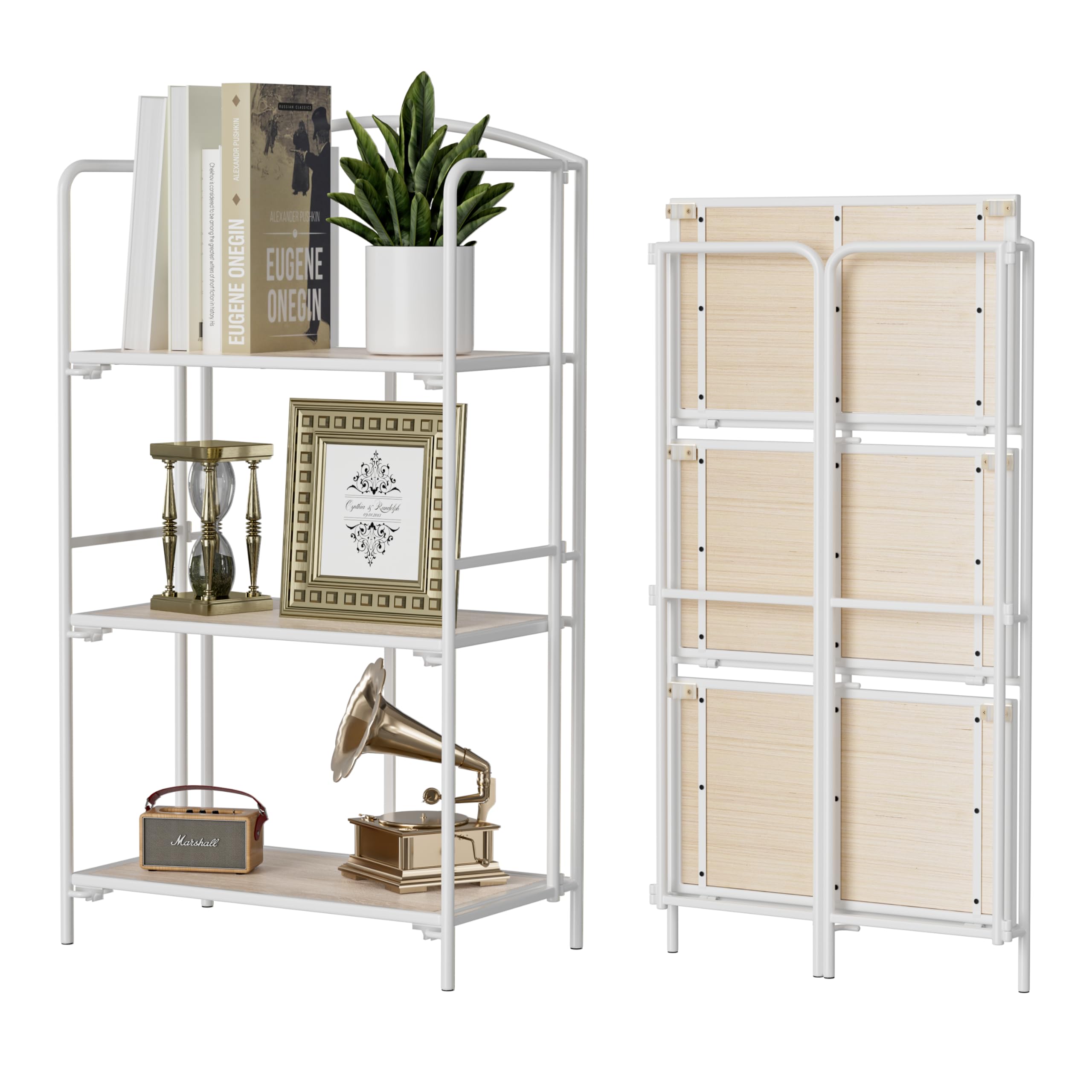Amazon.com: Crofy No Assembly Folding Bookshelf for Living Room, 3