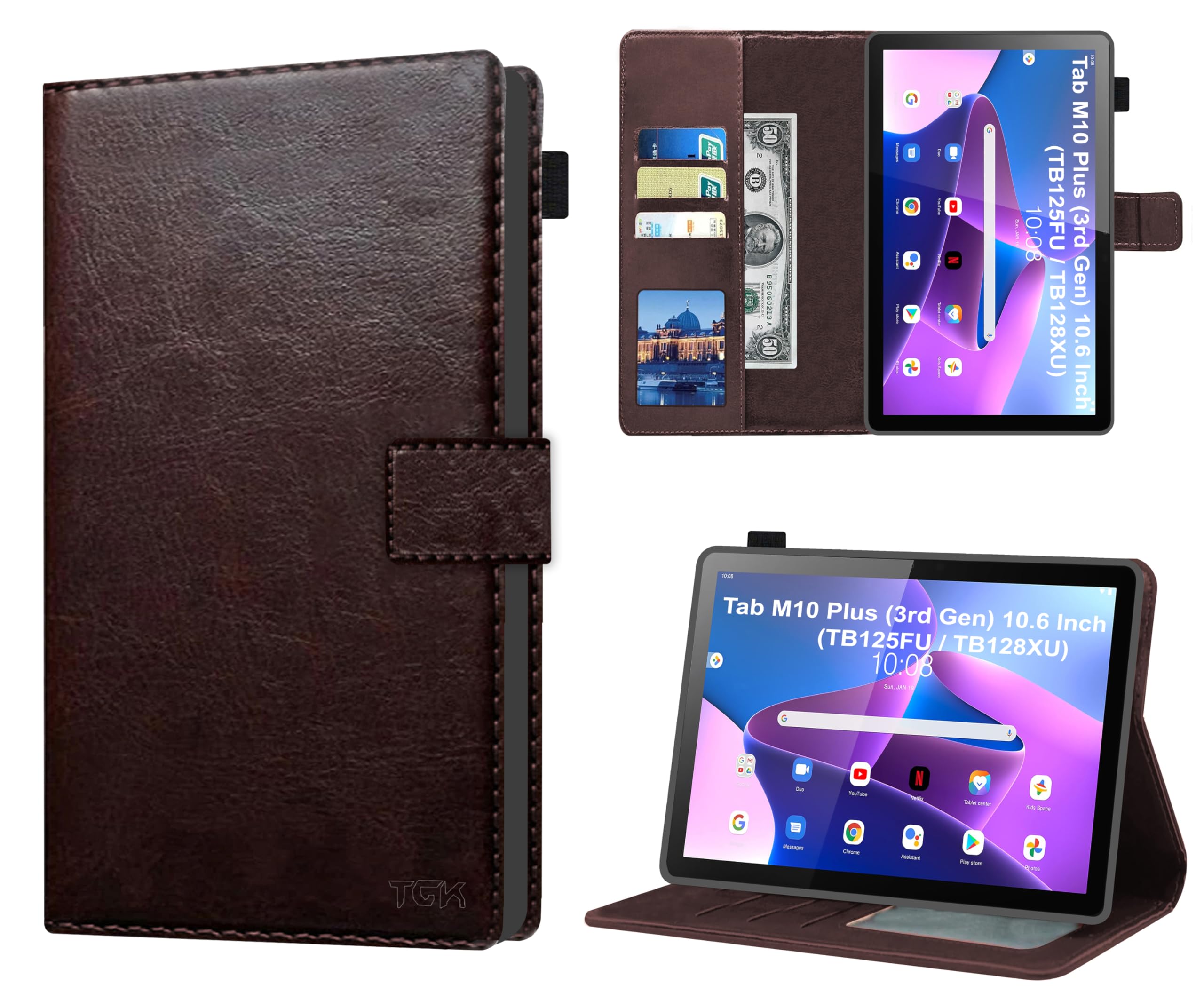 TGK Multi Protective Wallet Leather Flip Stand Case Cover for Lenovo Tab M10 Plus 3rd Gen 10.6 Inch TB125FU TB128XU Chocolate Brown (B0BJBM4CL4) Amazon Price History, Amazon Price Tracker