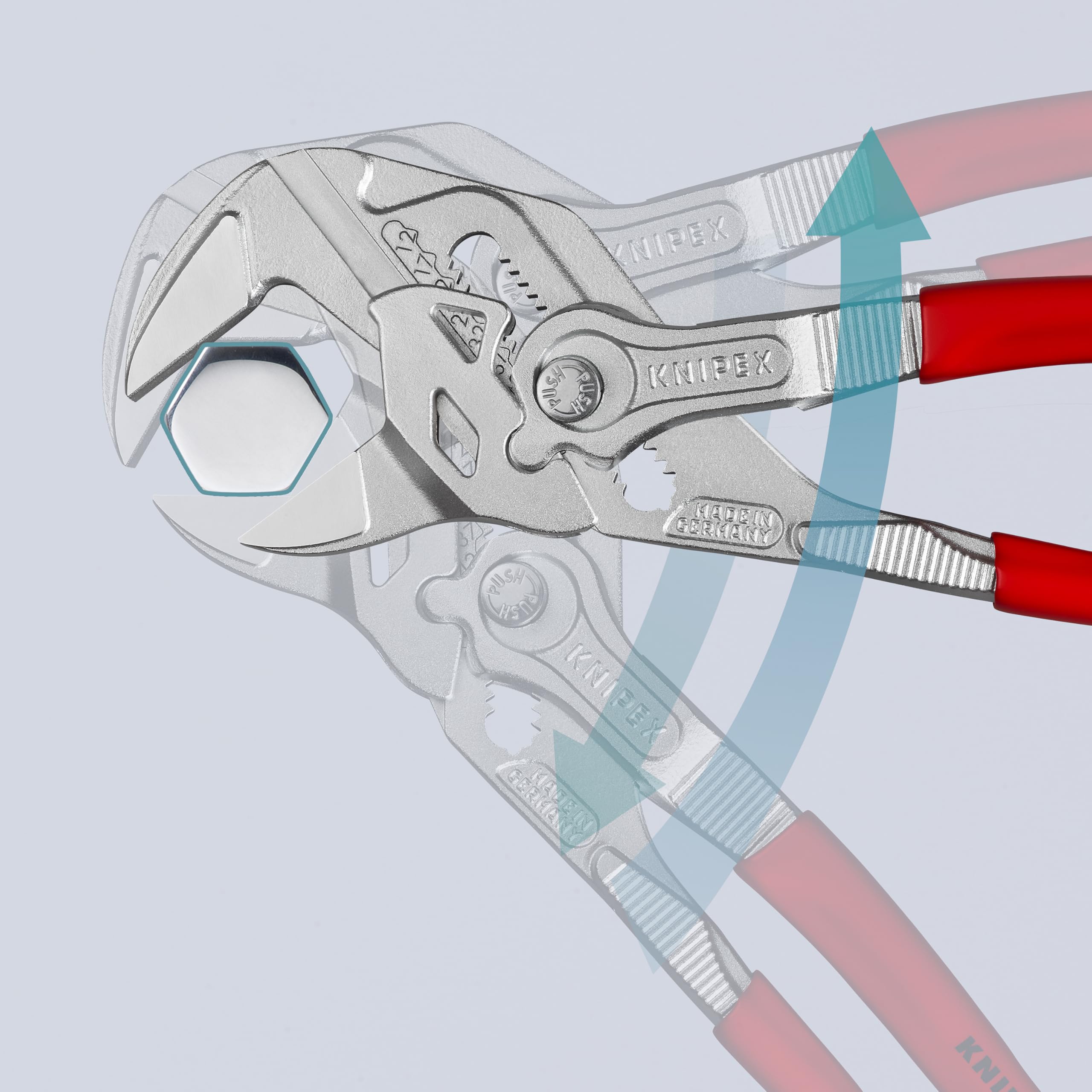 KNIPEX Zangenschlüssel 250 mm verchromt stufenlos bis 52 mm Feinverstellung per Knopfdruck