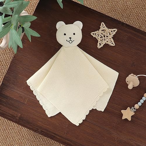 Miniatura 6 de LAWKUL Edredón suave para bebés, manta de seguridad de algodón de punto para recién nacidos, niño y niña, color blanco