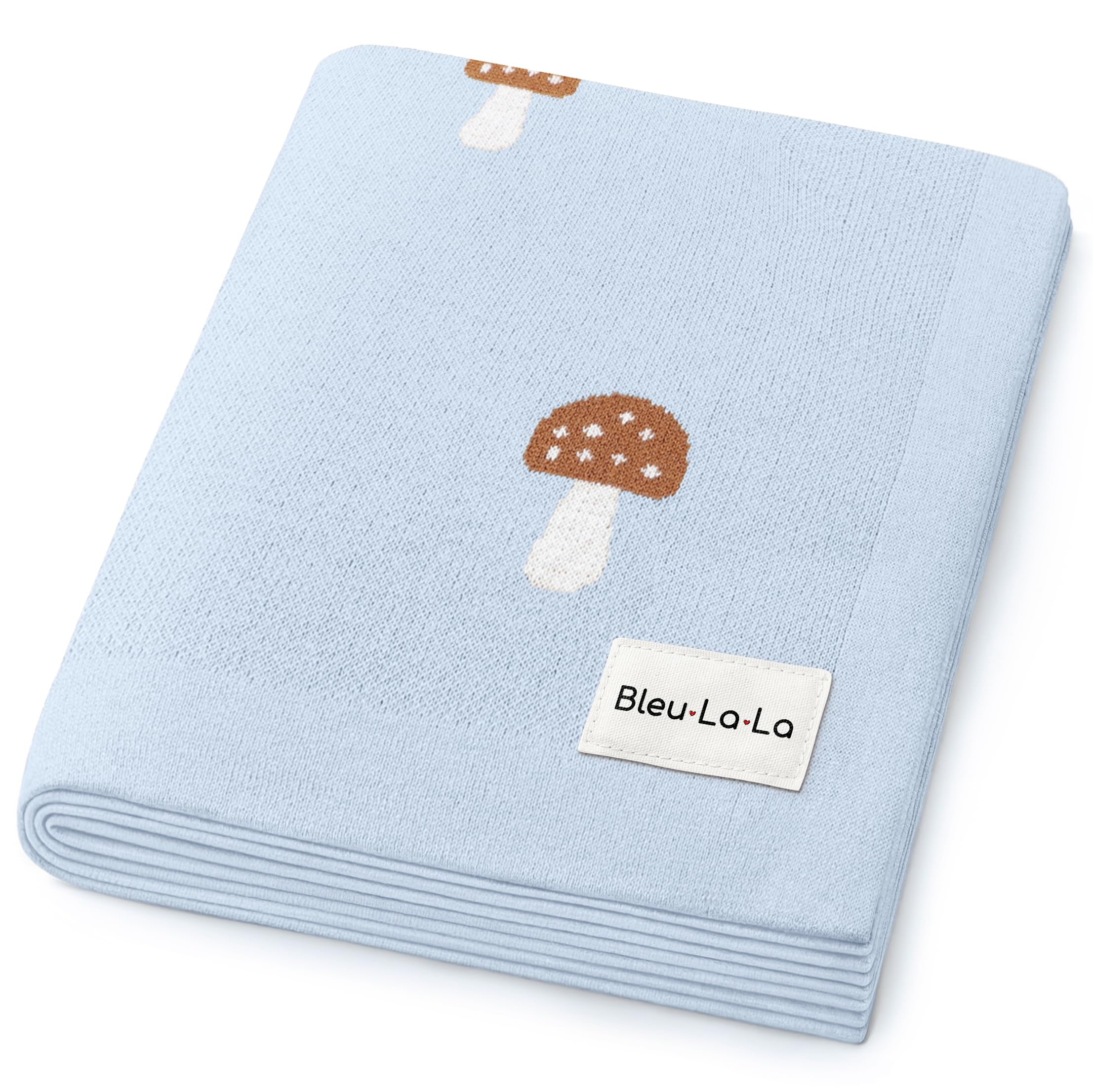 Mushroom Baby Blanket for Boys 100% Cotton Buttery Soft Cozy Receiving Swaddle Crib Stroller Blanket for Shower Gift Registry for Newborns, Infants, Toddlers (Mushroom - Blue)
