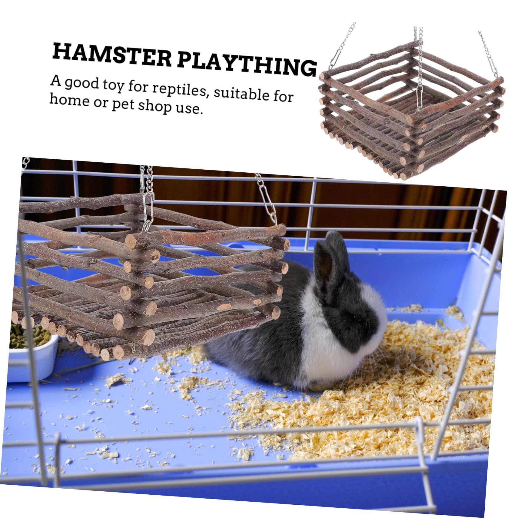 Hamster Hängematte aus Atmungsaktivem Holz Langlebiges für Zwerghamster Ratten und Chinchillas Sichere Kletterplattform Einfach im Käfig zu Befestigen gegen Langeweile