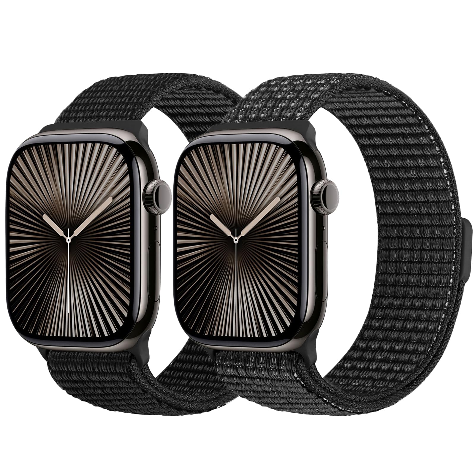 WolliLe 2 Pack Nylon Sport Bands Compatible with Apple Watch 38mm 40mm 41mm 42mm 44mm 45mm 46mm 49mm for Women Men, Soft Breathable Straps for iWatch Series 11/10/9/8/7/6/5/4/3/2/1/SE 3/Ultra 3