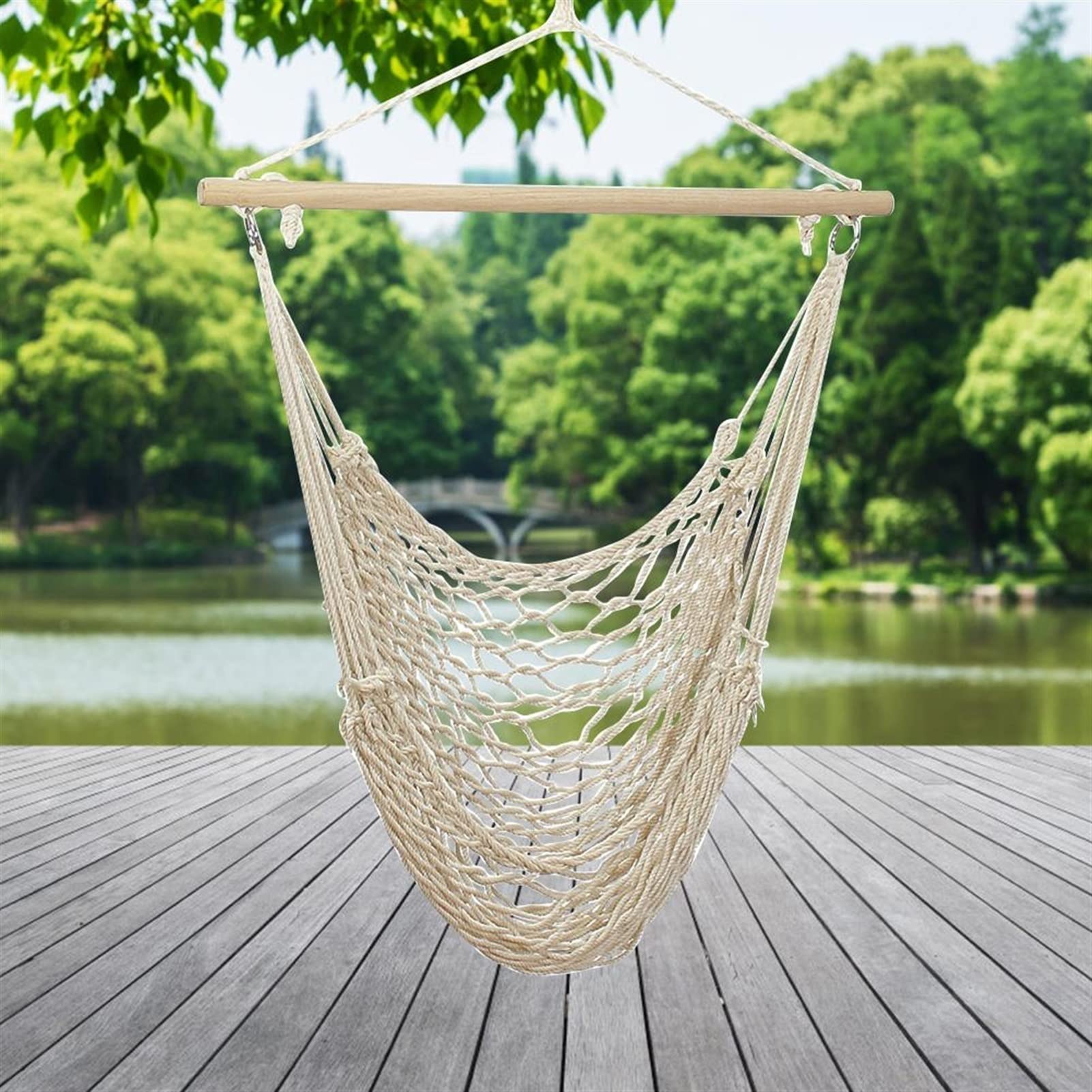 Hamaca portátil para uso en interiores y exteriores, asiento de pared para patio, camping, caza, senderismo y excursiones, hamaca de jardín ligera y relajante