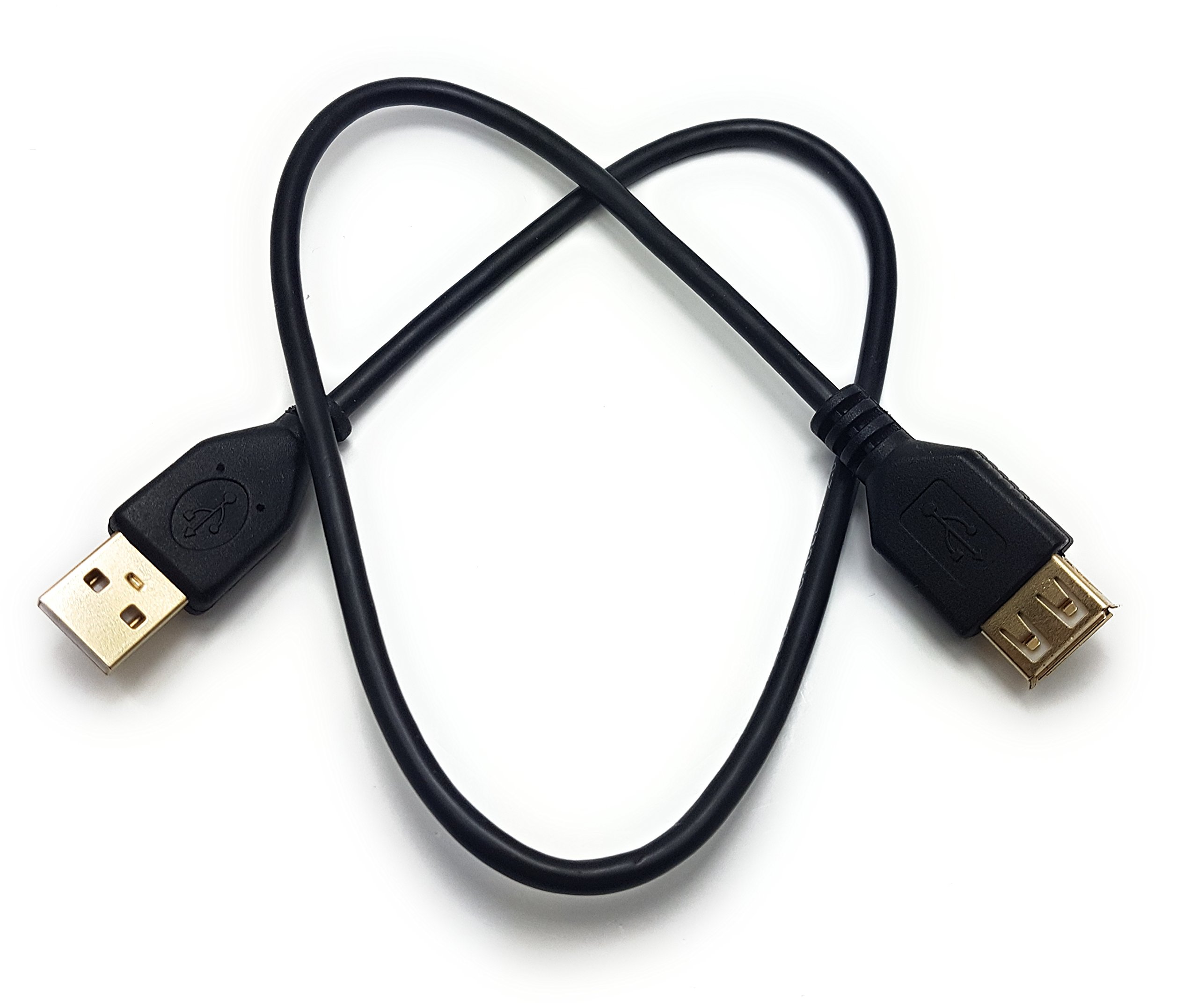 MainCore 50cm Long Gold Plated USB 2.0 Male to Female Extension Cable Lead (Available in 0.15m, 0.25m, 0.30m, 0.50m, 1m, 1.2m, 1.8m, 2m, 3m, 5m) (0.50m)