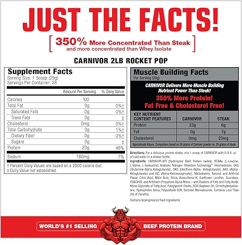 Miniatura 2 de MuscleMeds Carnivor - Aislamiento de proteína de ternera, 0.81oz de proteína, 0.11oz de carbohidratos, 0 grasas, 0 azúcar, 0 colesterol, sin