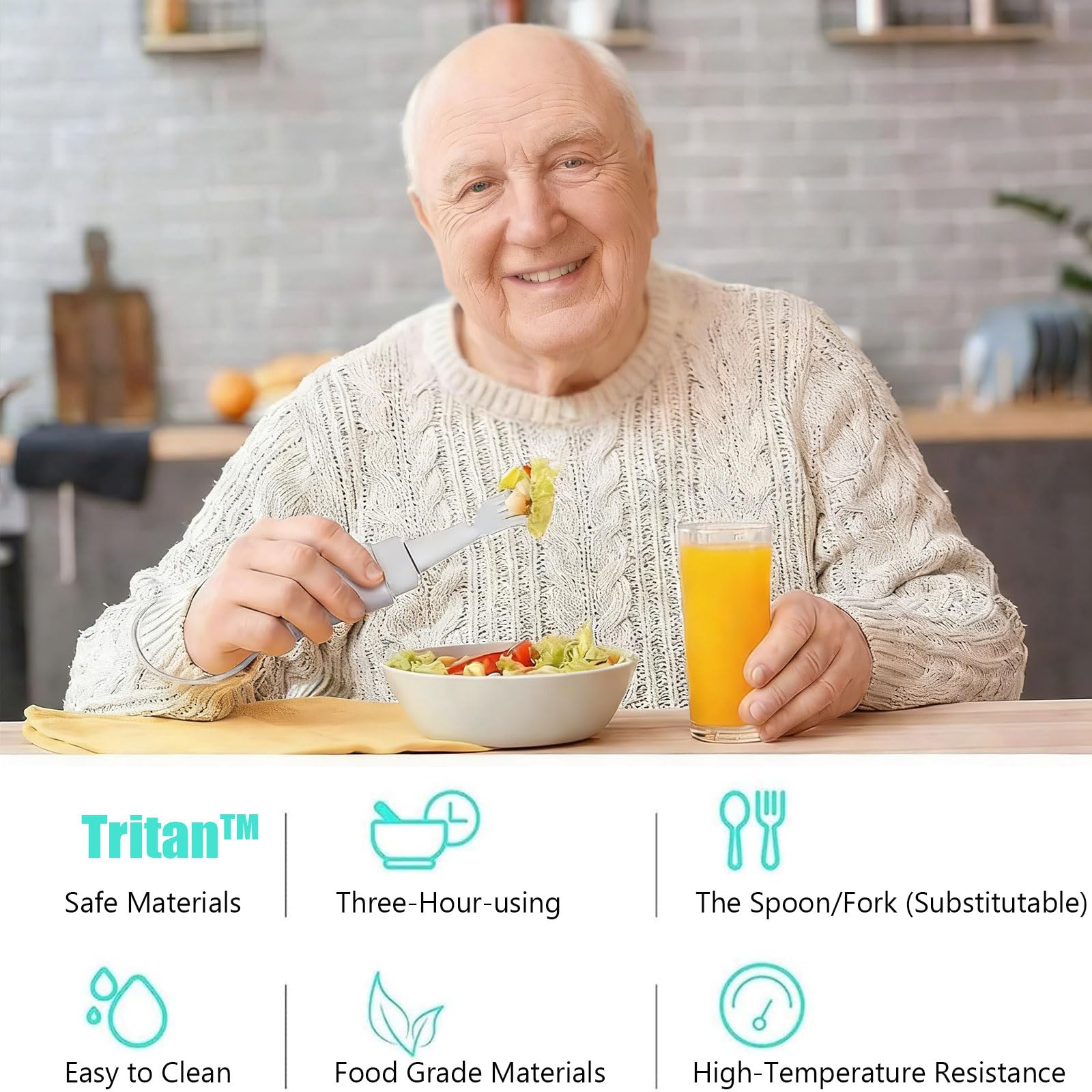 Cuchara Anti-Temblor, Set Cubiertos Inteligentes para Personas Mayores con Parkinson Y Temblores Manos, Dispositivo Estabilizador Portátil con Control Vibración Adaptativo