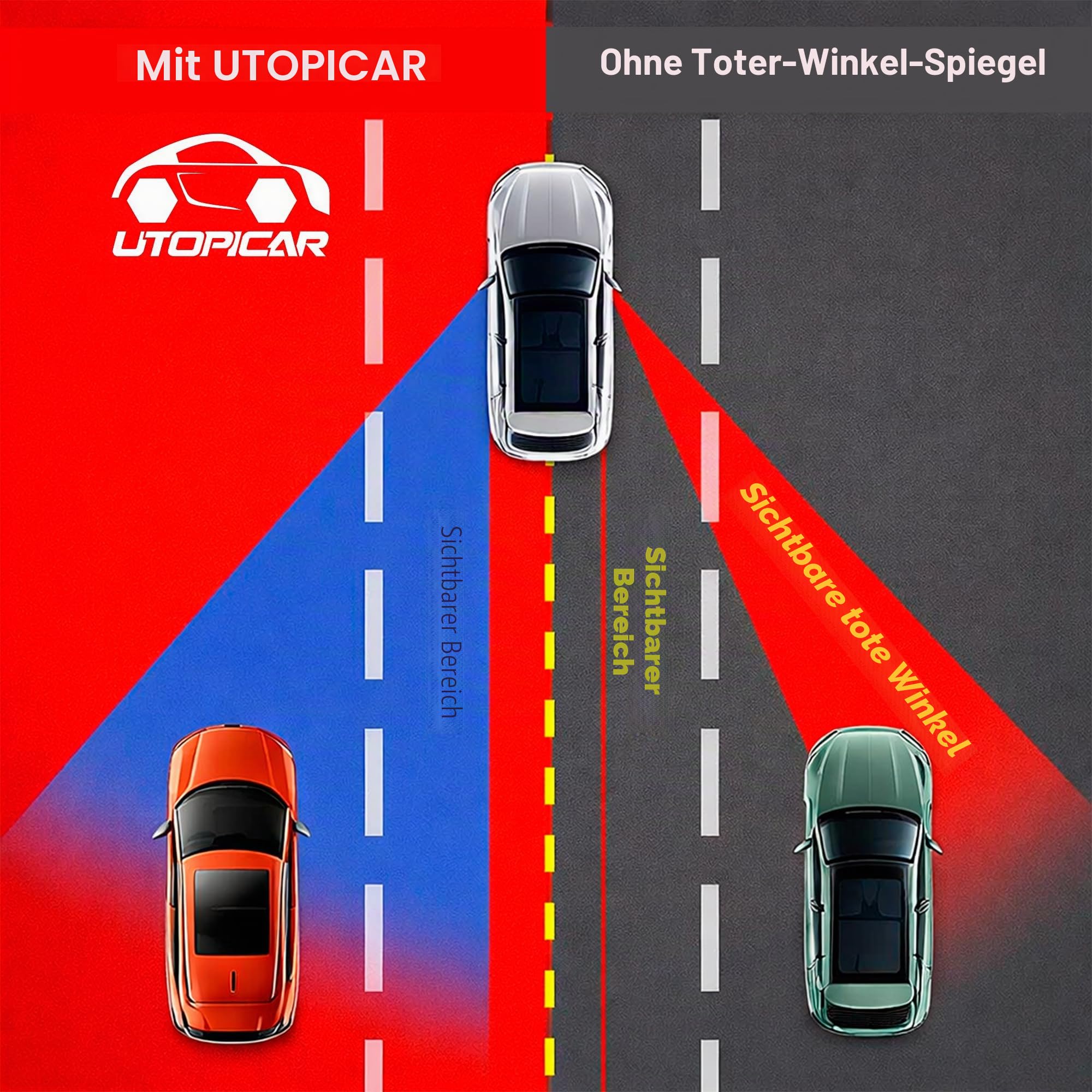 Konvexer Autospiegel für toten Winkel: XLarge Rückspiegel | Rückspiegel für Auto-Außenzubehör und Innenraum für Damen/Herren (2 Stück)