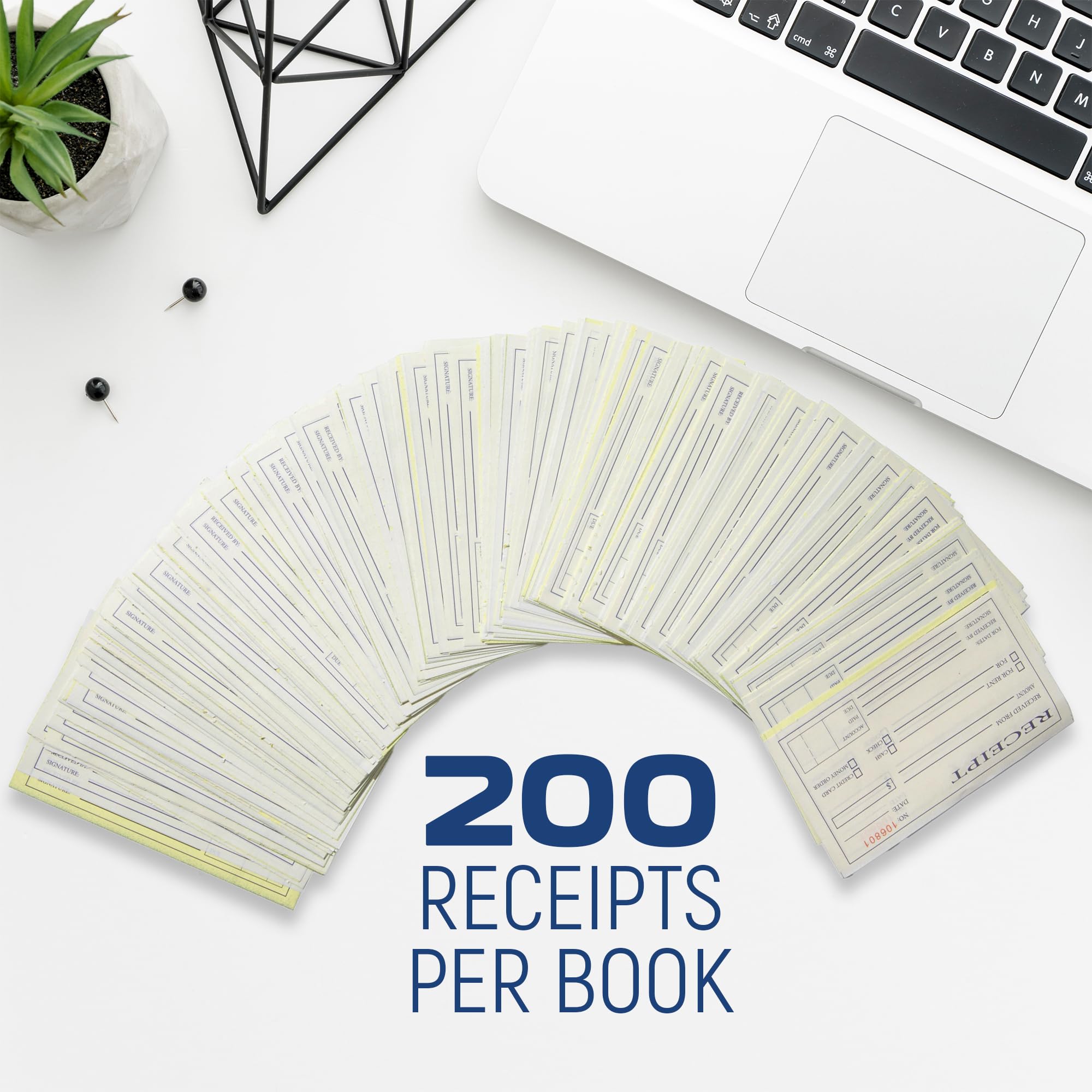 Libro de recibos de efectivo y alquiler, 200 juegos de recibos, 2 partes de papel autocopiativo, ideal para pequeñas empresas y propietarios