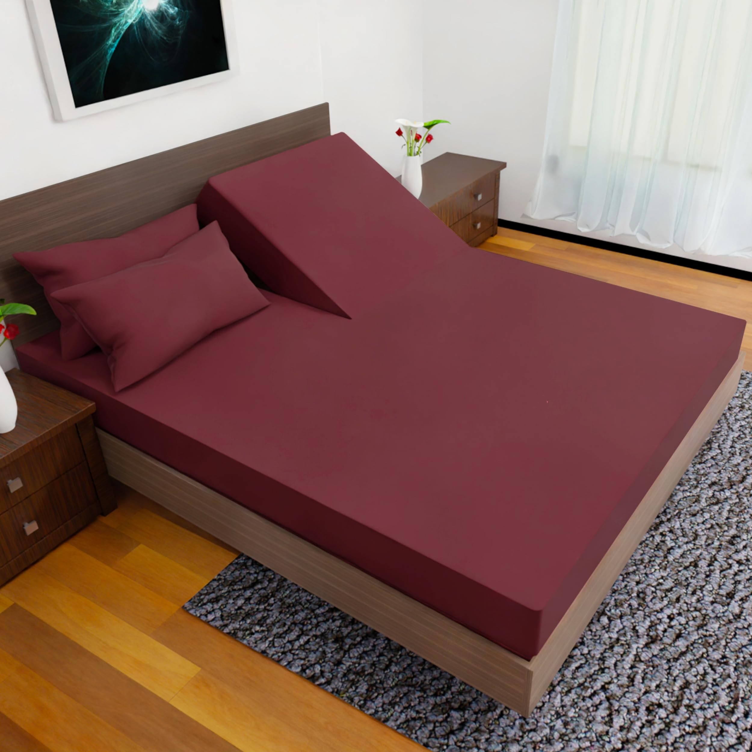 Royal Bliss 1900 Top Split Flex Head California King Size Sheet Set - Egyptian Quality Ultra-Soft Bed Sheets - Double Brushed - Deep Pockets- Easy Fit