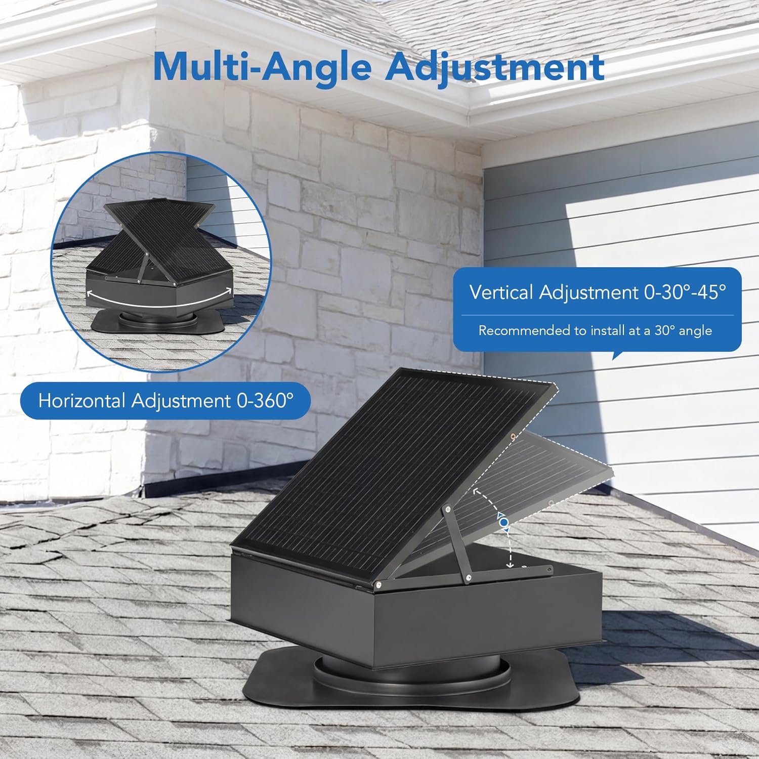 35W Solar Attic Fan, 2200 CFM Solar Roof Vent Fan with Auto Temp Control, Powerful Brushless Motor for Cooling Attic, Garage, Shed, Greenhouse up to 1000 sq.ft, Only Fan