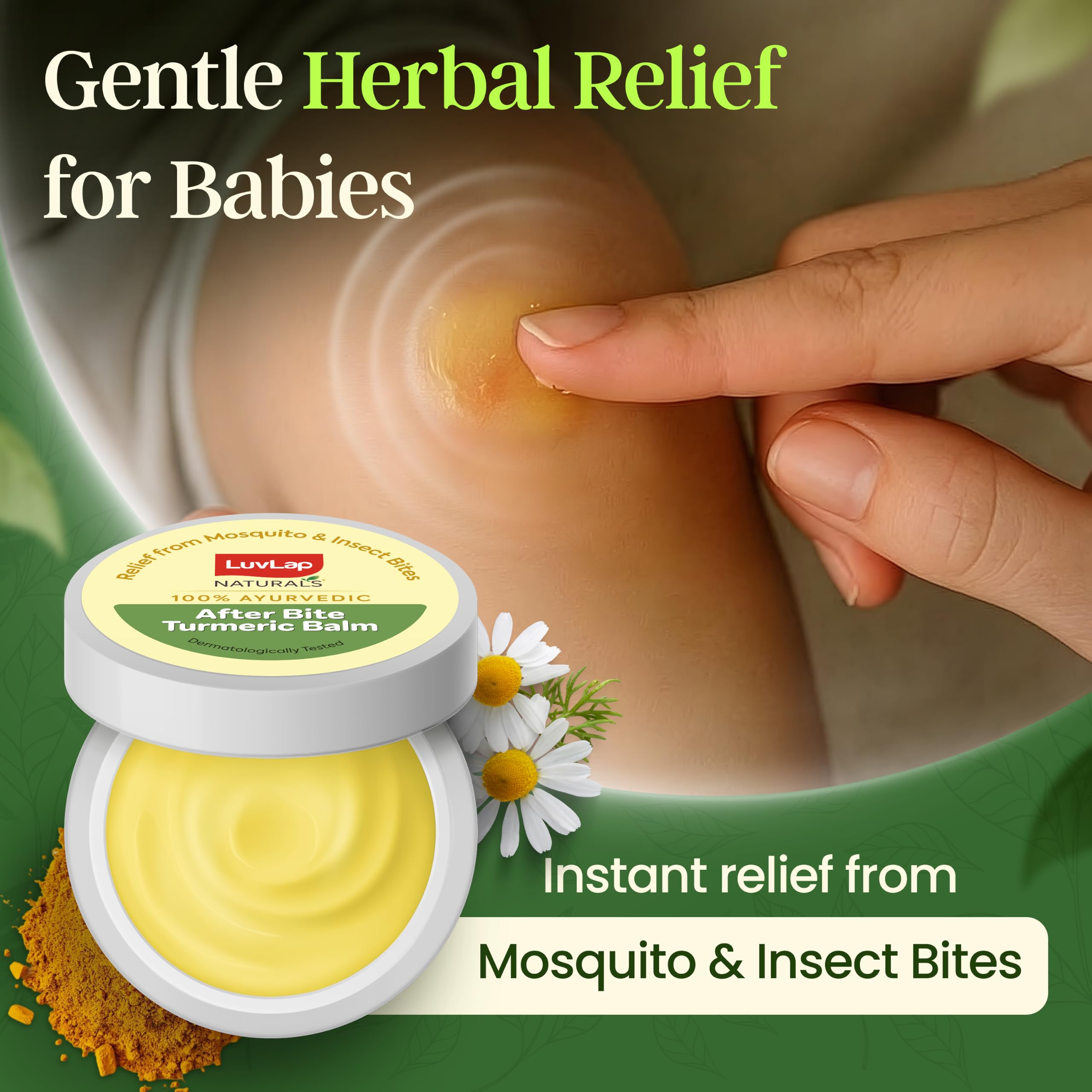 LuvLap Naturals After Bite Turmeric Balm with Pudina, 25gm, Mosquito & insect Bites, 100% Ayurvedic, Gives relief from Rashes, Antiseptic & Anti-inflammatory, Dermatologically Tested, 25g 1