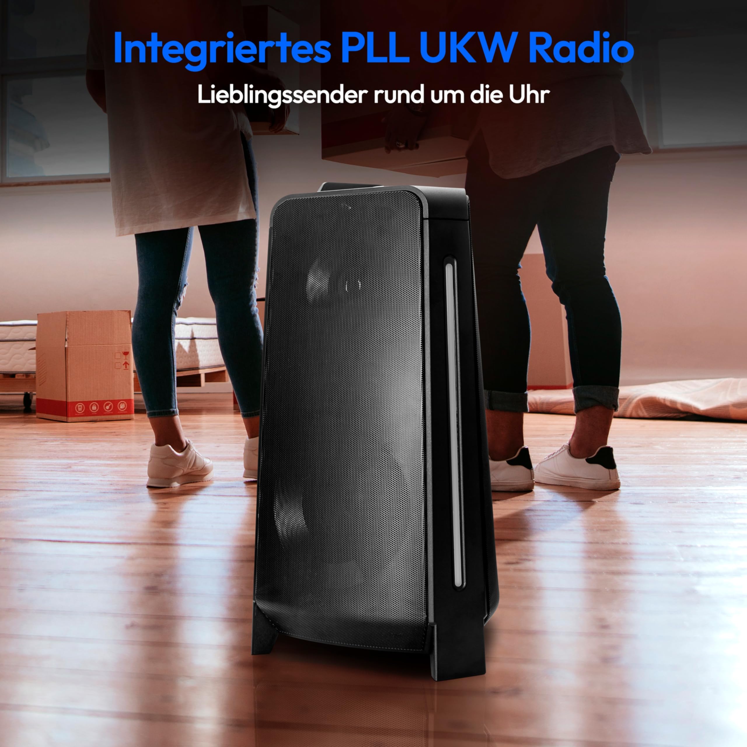 MEDION P61552 Party-Soundsystem (Partylautsprecher inkl. Mikrofon, Karaoke Partybox, Akku, Bluetooth, True Wireless Stereo, 2X 220 Watt, Lichteffekte, USB, AUX, 2X Mikrofonanschluss, Kompaktanlage)