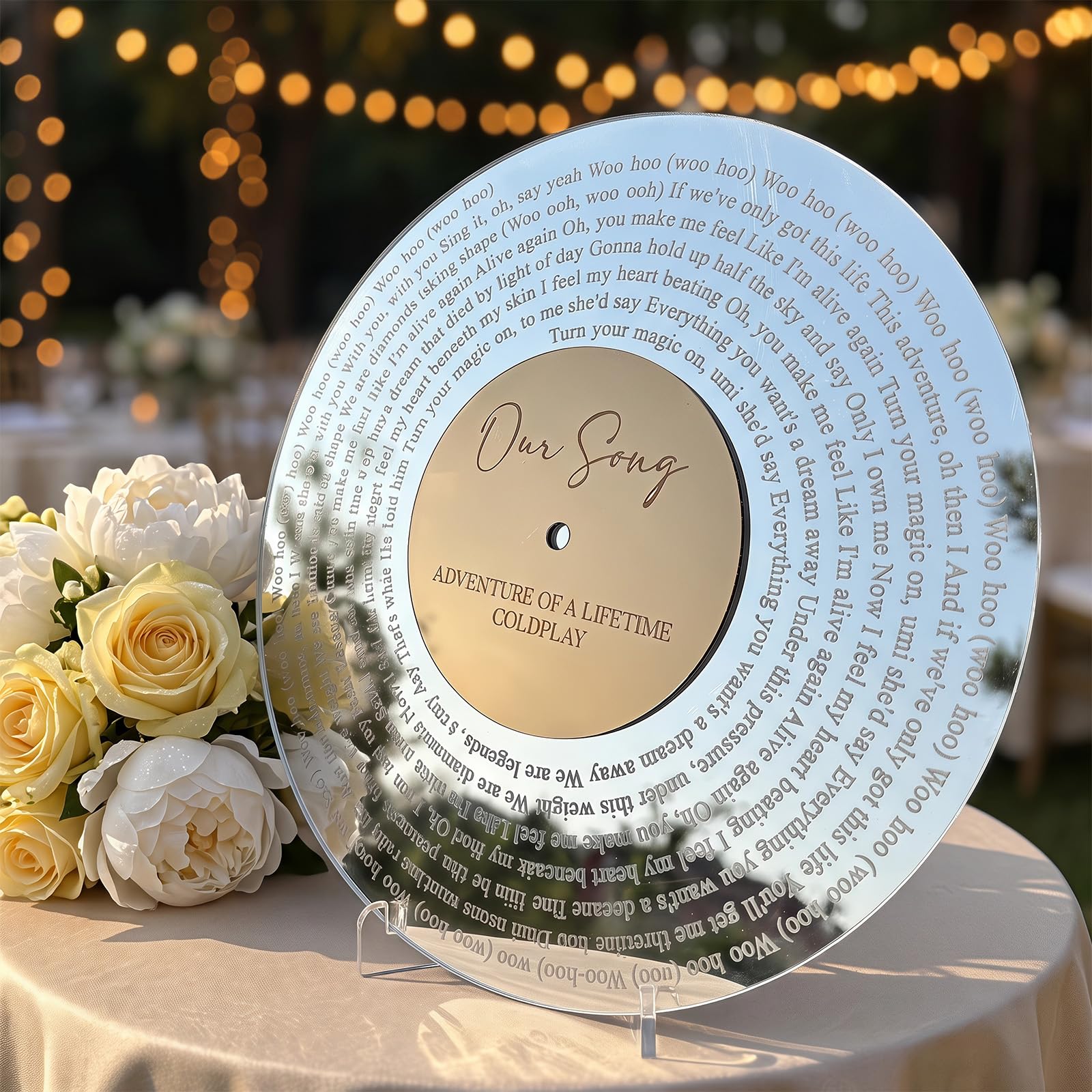 ELULAE Personalisierte Acryl-Liedtext-Spiegelplatte, Vinyl-Druck, Geschenk für Paare (Jubiläum/Hochzeit), Fernbeziehungsgeschenk, für Braut/Bräutigam/Ehefrau/Freundin/Familie/Freunde.