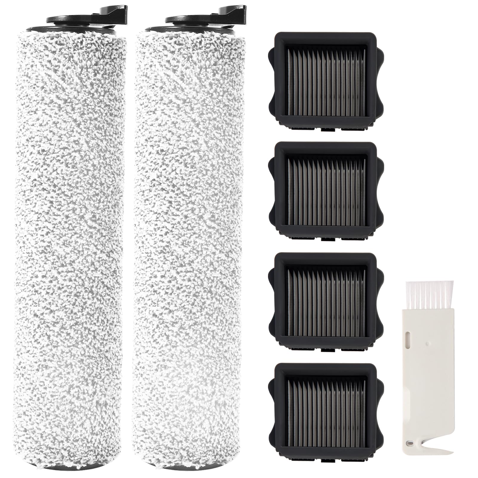 YGY Replacement Brush Roller and HEPA Filter Compatible with Tineco iFloor 3&iFloor One S3 Cordless Wet Dry Vacuum Cleaner (4 Brush Roller+4 Filters+1 Cleaning Brush)