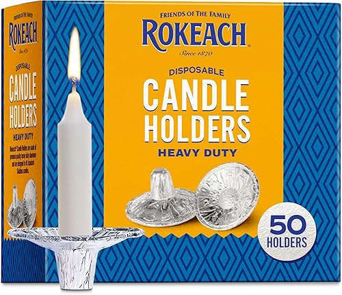 Rokeach Portavelas desechables de papel de aluminio extra resistentes (50 unidades) Bobeches para candelabros, se adapta a todas las velas estándar