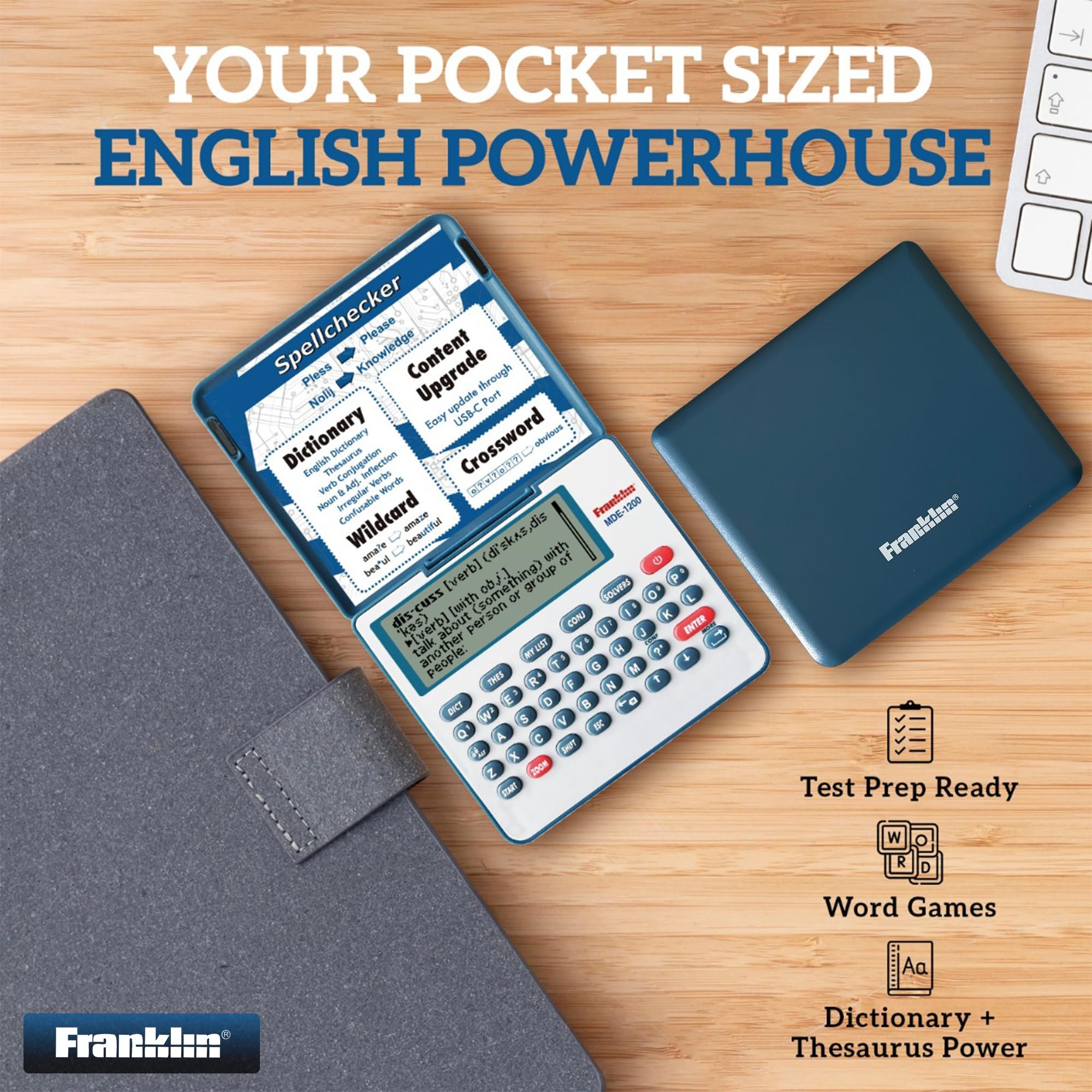 Franklin MDE-1200 Electronic Dictionary and Thesaurus English Dictionary Synonyms Spell Checker Word Games Grammar Tools Digital Dictionary Portable Device with LCD Screen product thumbnail 4