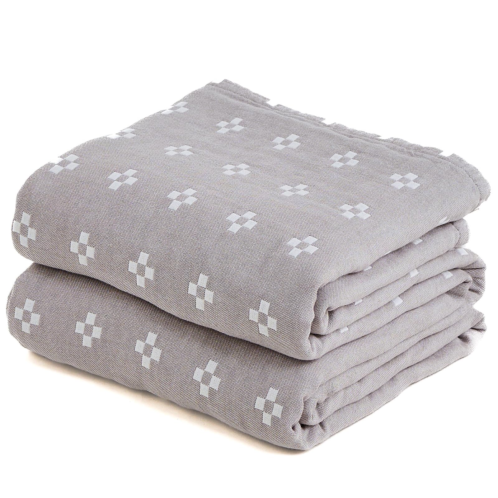 HOORDRY Premium Blanket and Bed Throw, 100% Cotton Double-Sided Throw for Sofas, Bedspreads Double Size for Home Decor, Decorative Checkered Sofa Throws Large 2 Seater, 150X200CM(60x80In), Grey/White — image 1