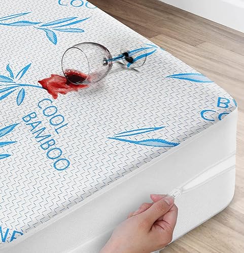 Protector de colchón de bambú refrescante con cremallera, funda de colchón 100% impermeable, tamaño matrimonial, ultra suave y transpirable, disponible en Yaxa Venezuela