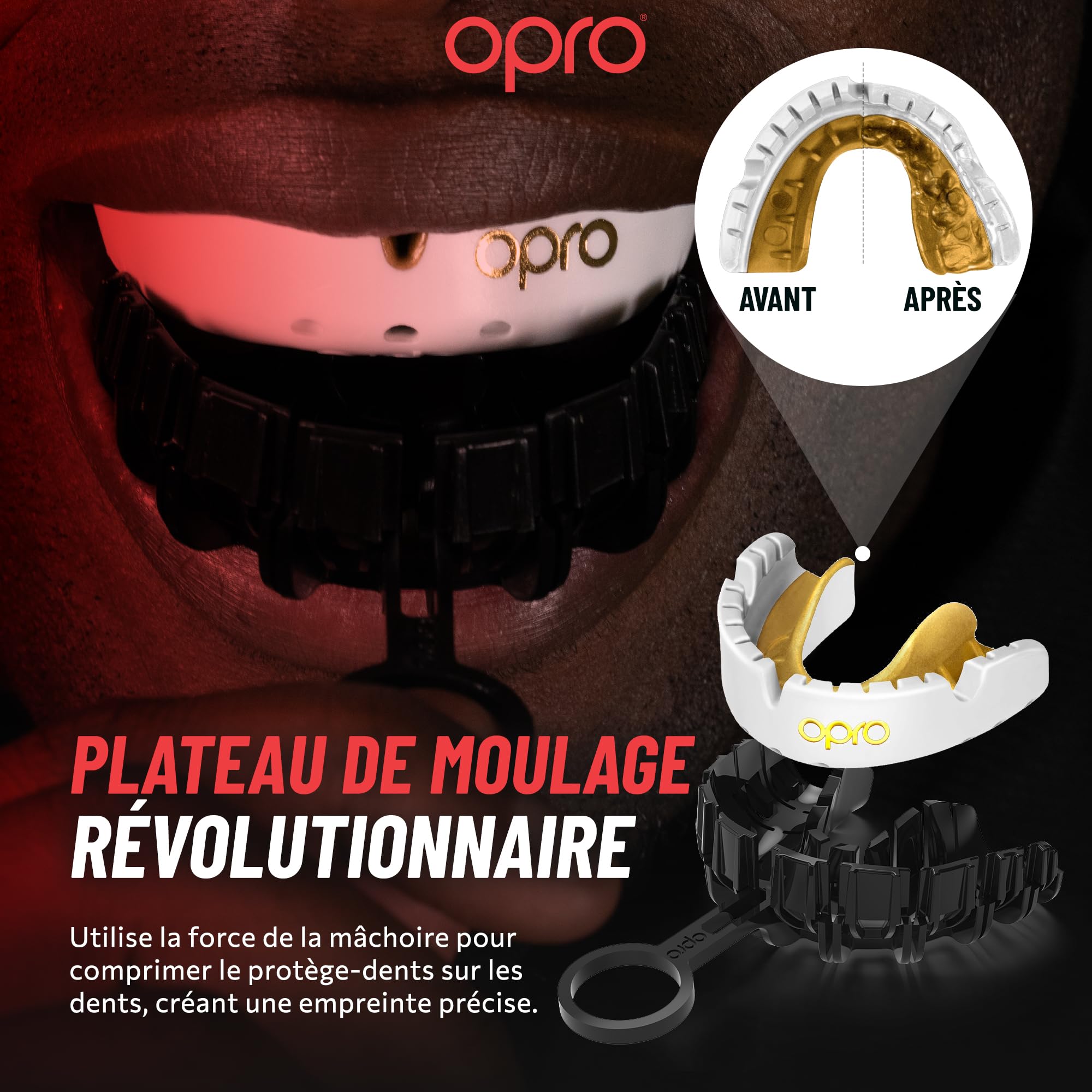 OPRO Protège-dents Gold pour appareil dentaire de sport pour adultes avec technologie révolutionnaire pour boxe, crosse, MMA, arts martiaux, hockey et tous les sports de contact