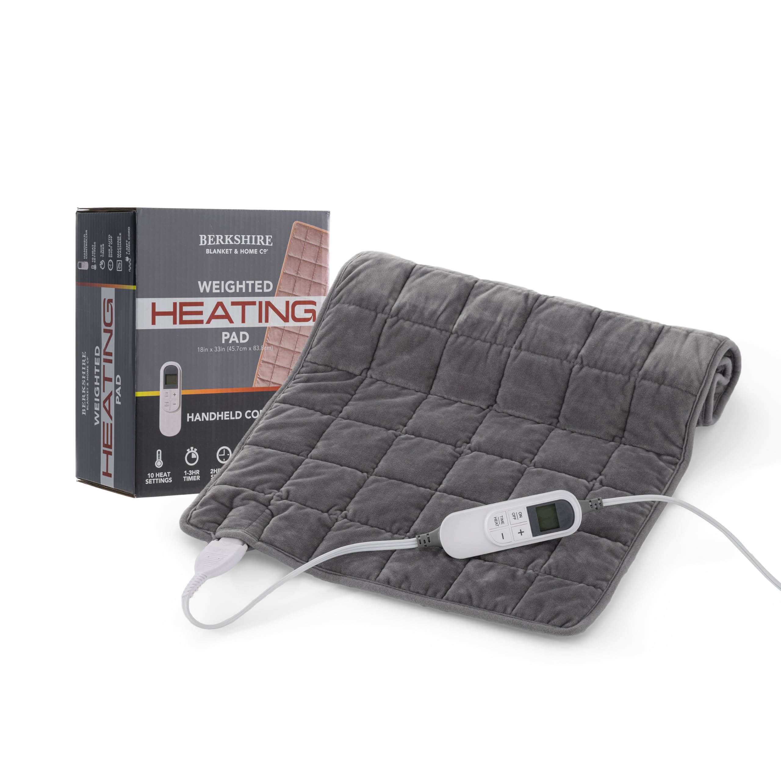 Photo 1 of Berkshire Blanket Weighted Heating Pad - 18"x33" Electric Heat Wrap with 10 Heat Settings & Auto Shut Off - Soothing Heat Wrap for Back, Neck, Shoulders, Legs, Abdomen - Machine Washable & Portable