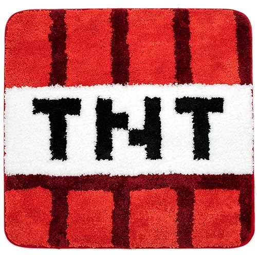 Jay Franco Minecraft Creeper TNT Tufted Polyester Bath Rug, Kids Bath (Official Minecraft Product) - Red - Minecraft