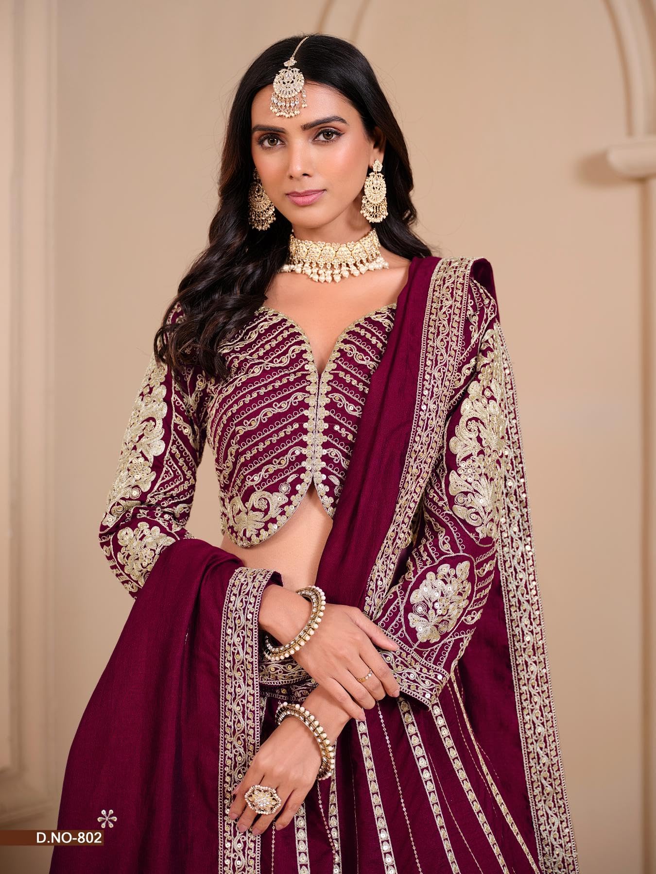 Indyjskie kobiety sztuka jedwab zaręczyny odzież haft praca Lehenga Choli 12409