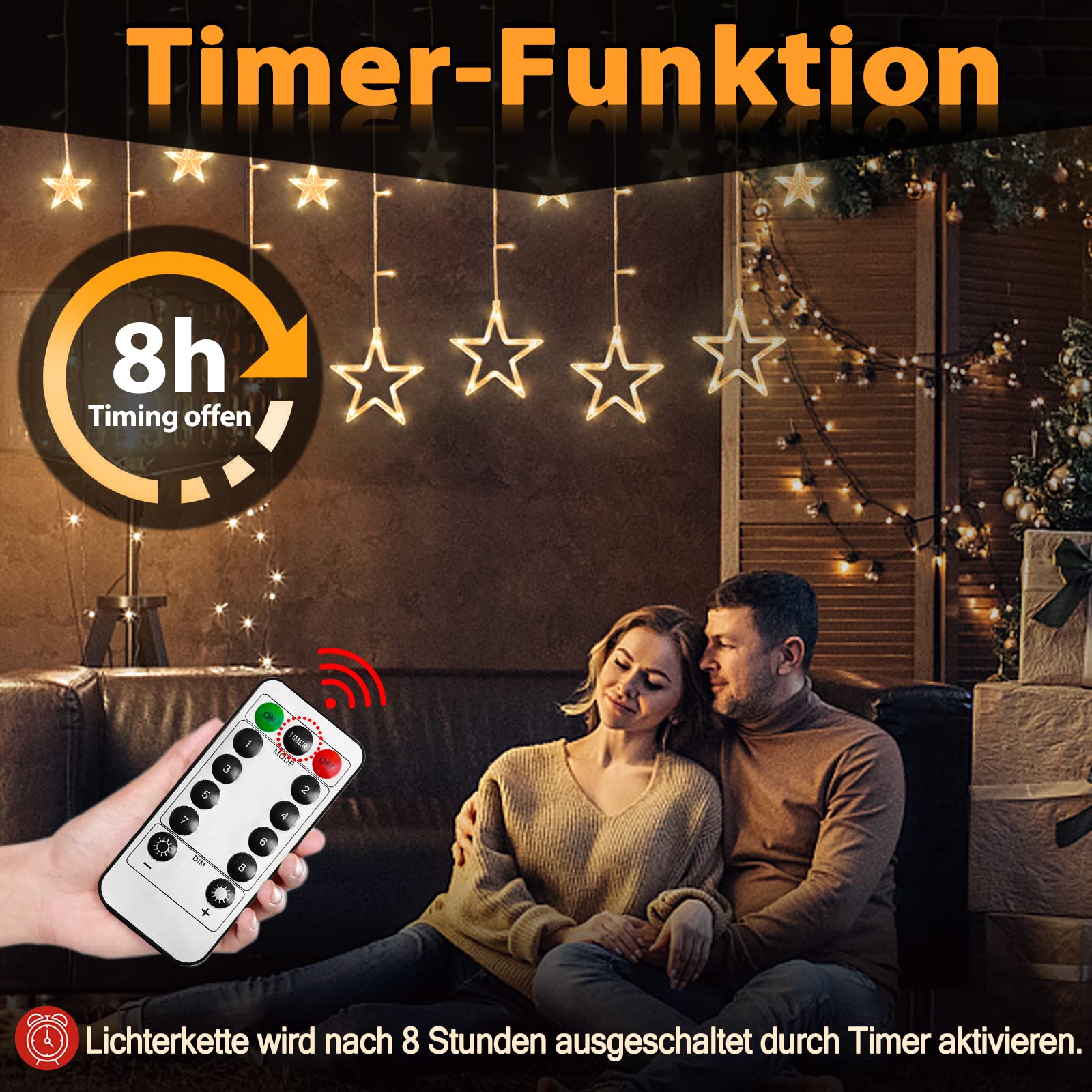 ACXIN 414 LEDs Lichterkette, LED Sterne Lichtervorhang, Weihnachten Lichternetz, 8 Leuchtmodi, für Außen Innen, IP44 Wasserfest, 9m