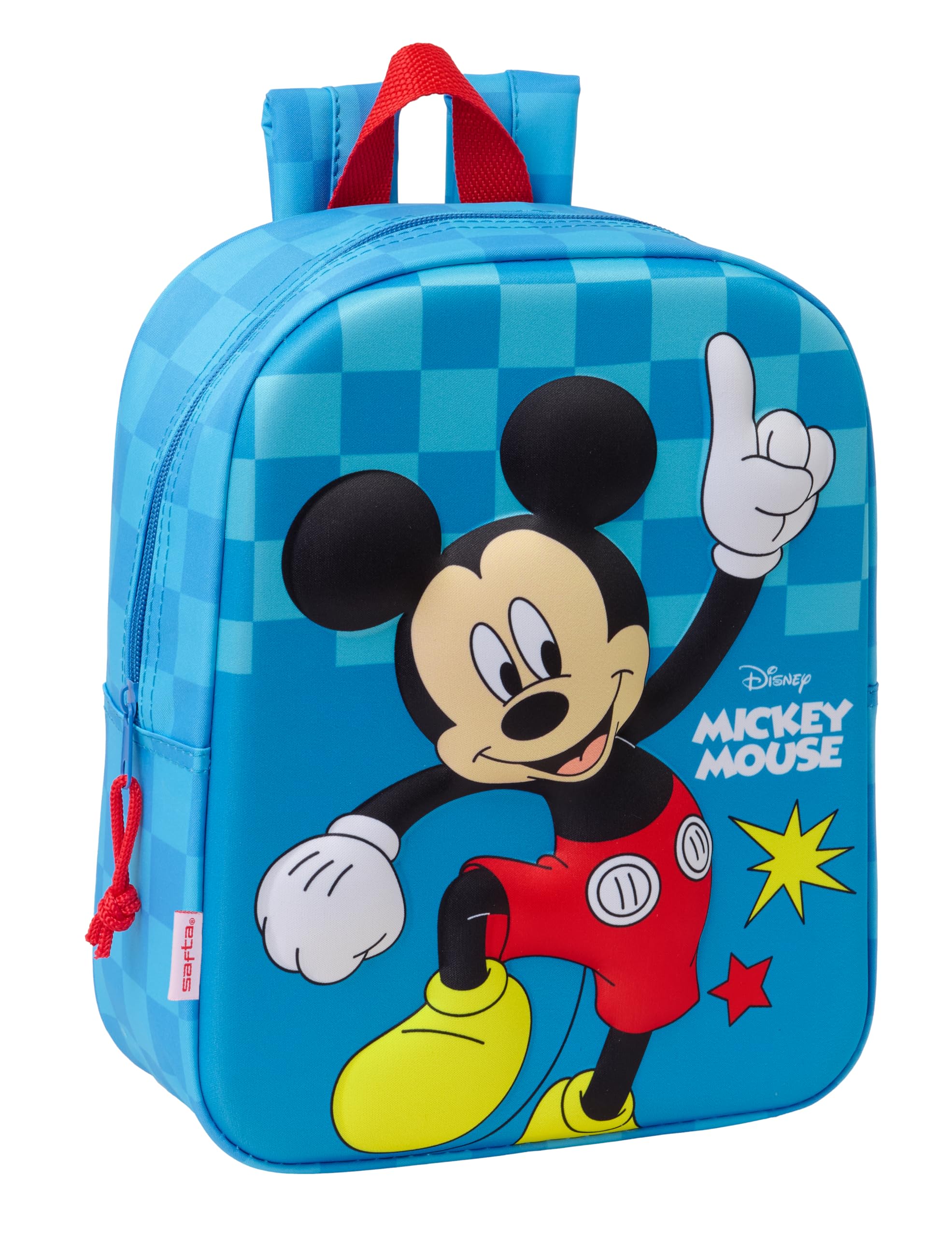 safta MICKEY MOUSE 3D - Zaino per asilo 3D, adattabile al carrello, facile da pulire, ideale per bambini di diverse età, comodo e versatile, qualità e resistenza, 22 x 10 x 27 cm, blu, M, Casual