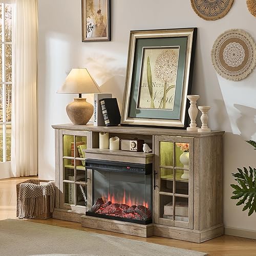 Miniatura 7 de ROCKPOINT Modern Farmhouse - Soporte universal para TV de 44 pulgadas, para sala de estar, centro de entretenimiento, color espresso