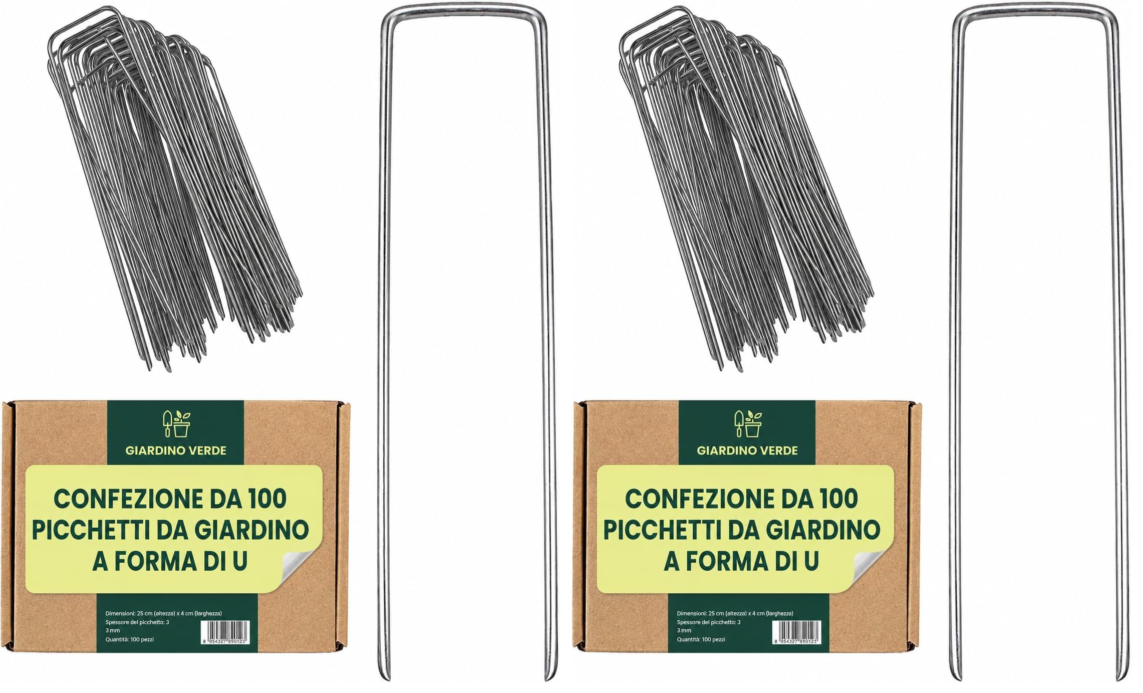 Green Haven Lot de 200 piquets de Jardin en U galvanisés pour Toile de paillage, Herbe et pelouse synthétique, Clous d'ancrage pour Toiles de Jardin, Irrigation à Goutte, Camping et tentes