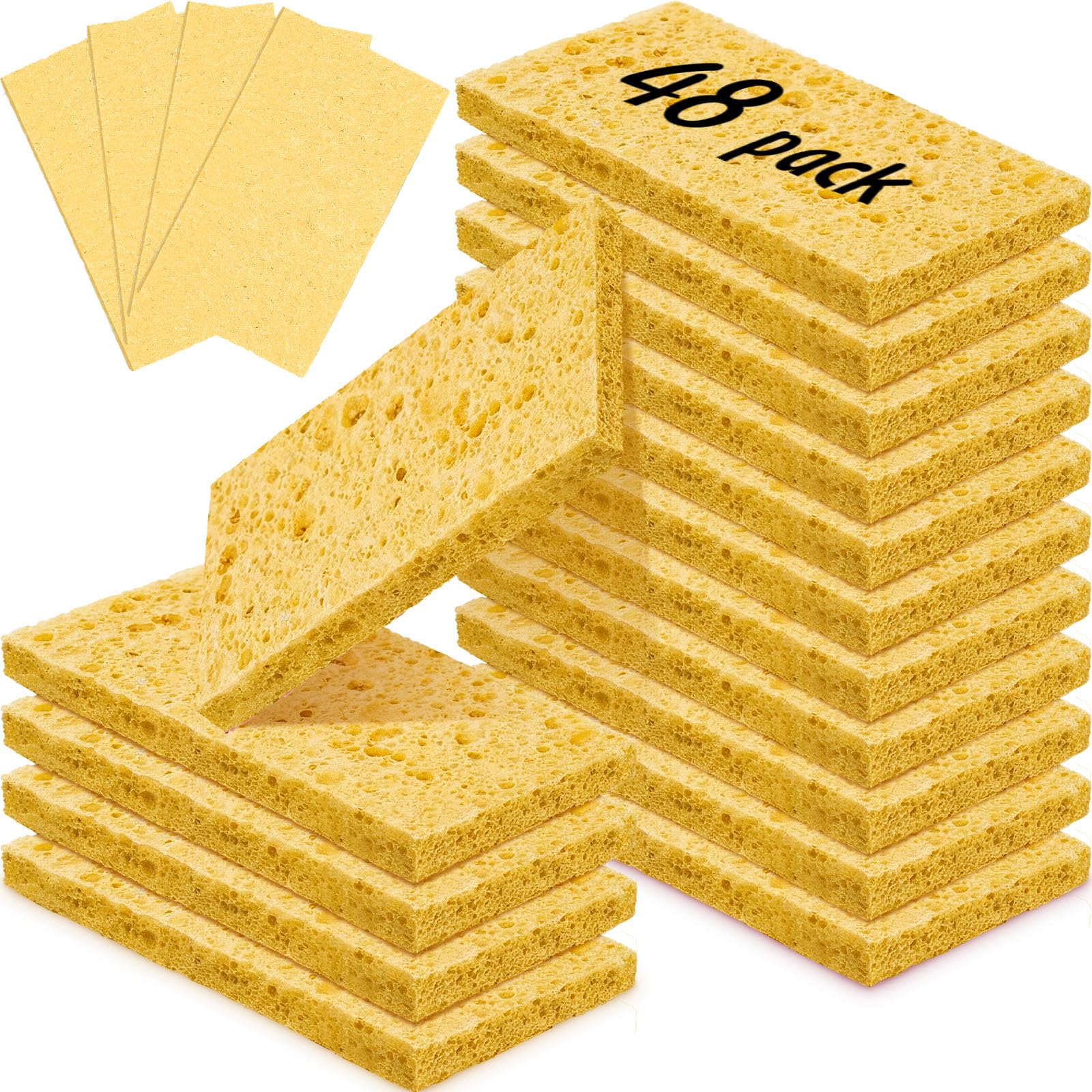 Zhengmy 48 Pcs Sponges Bulk Sponges Kitchen Compressed Sponge, Yellow